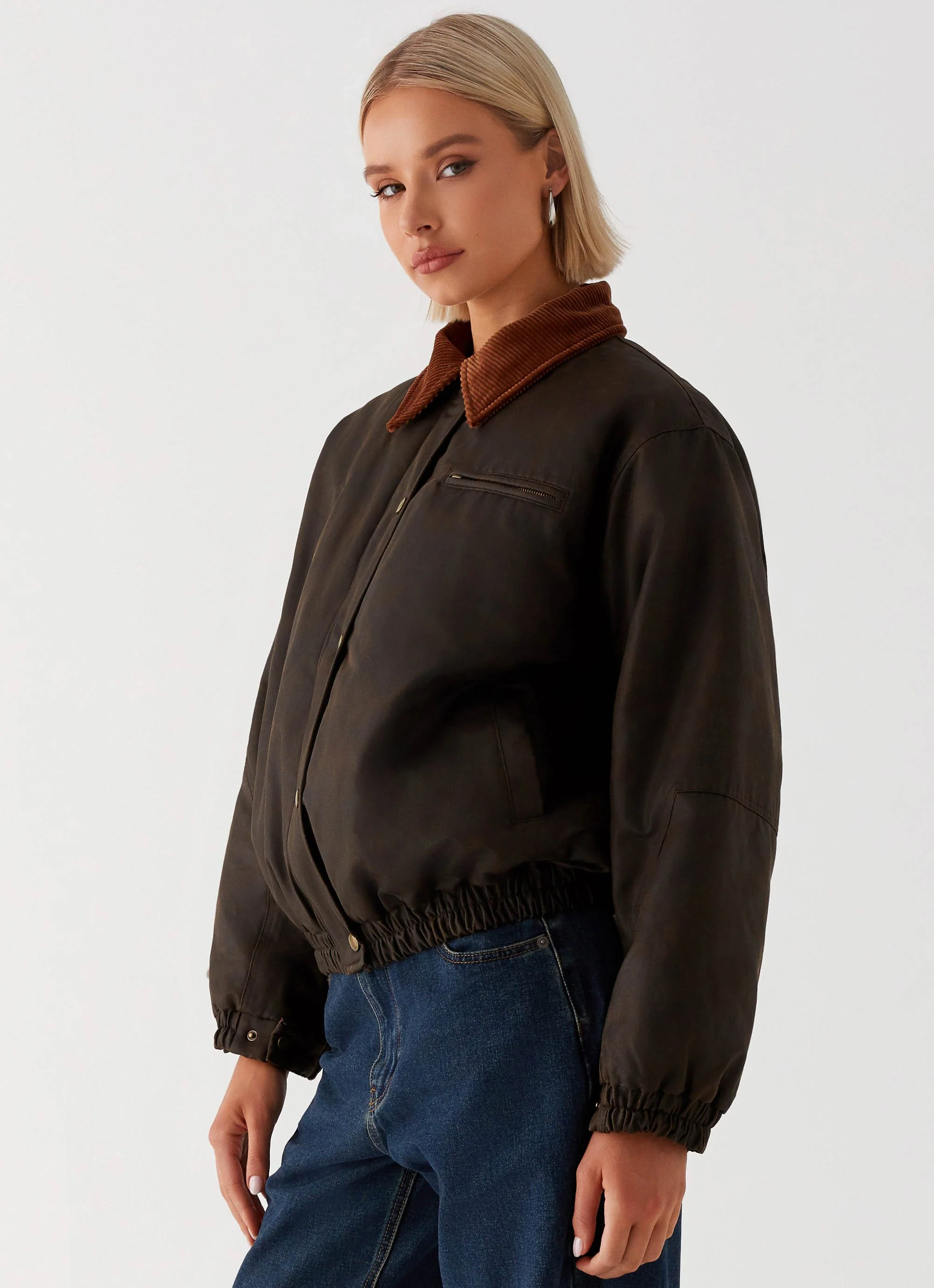 Lucky Gal Bomber Jacket - Waxed Brown - Image 3