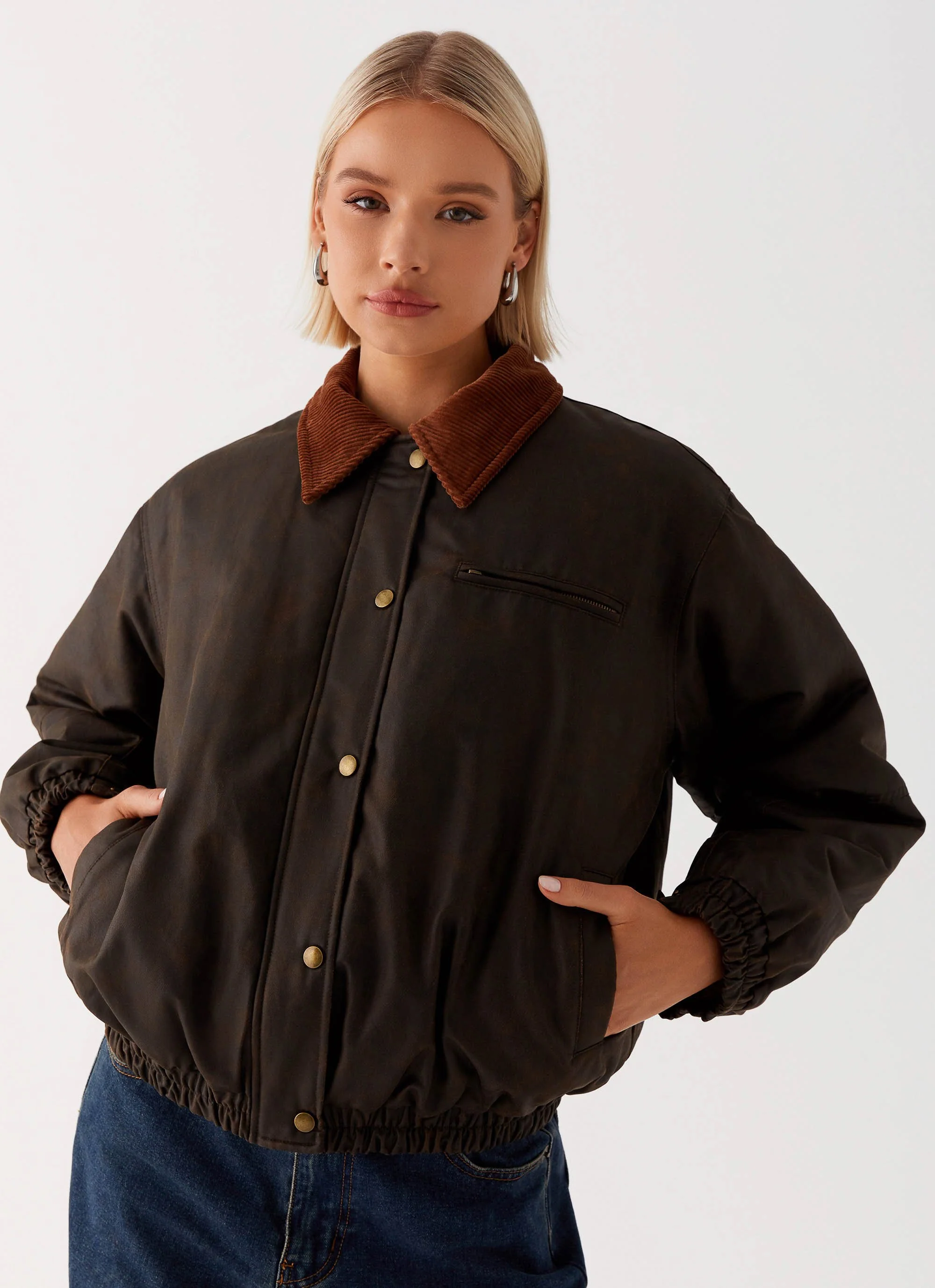 Lucky Gal Bomber Jacket - Waxed Brown - Image 5