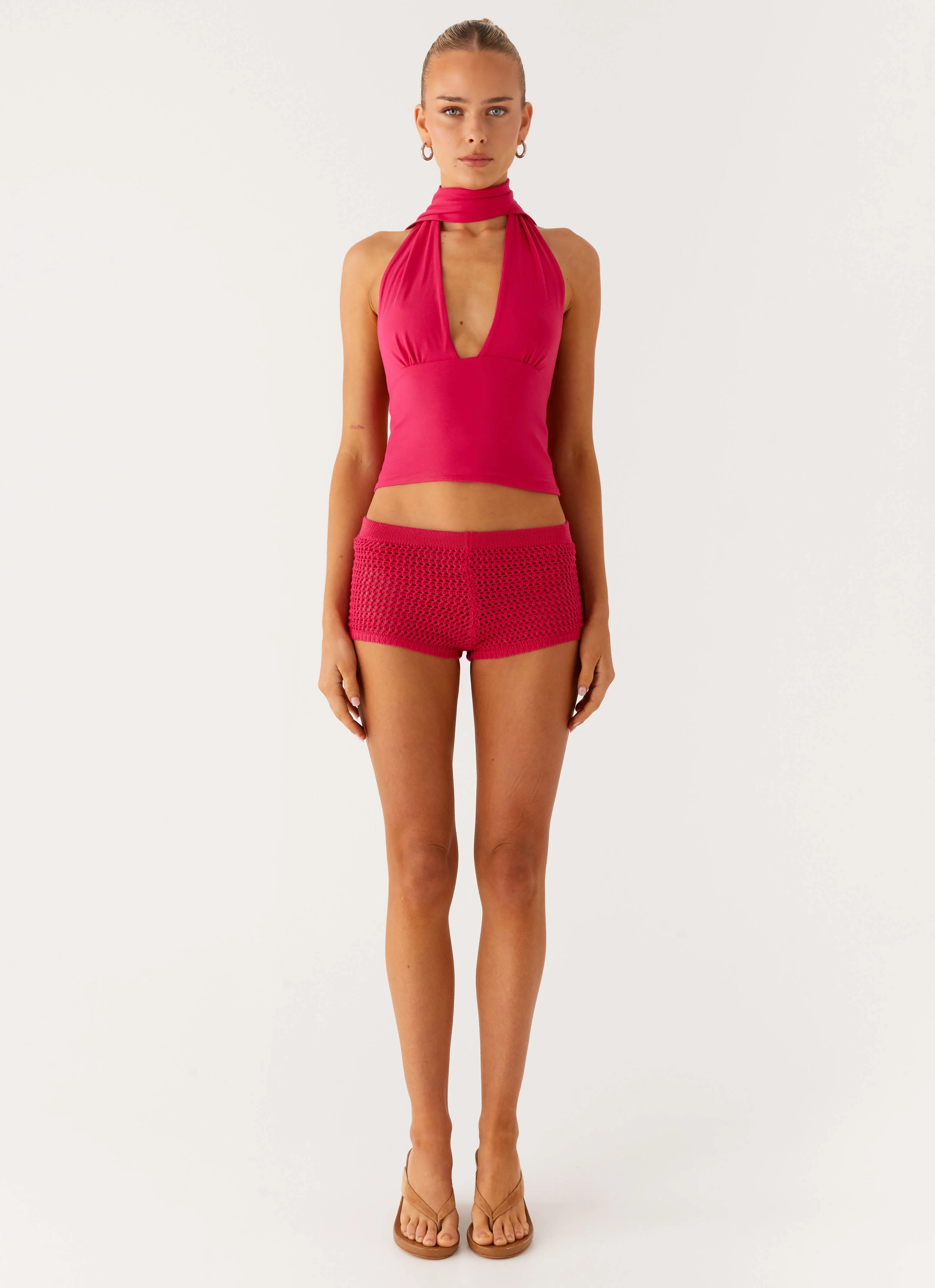Lukella Crochet Mini Short - Hot Pink - Image 4