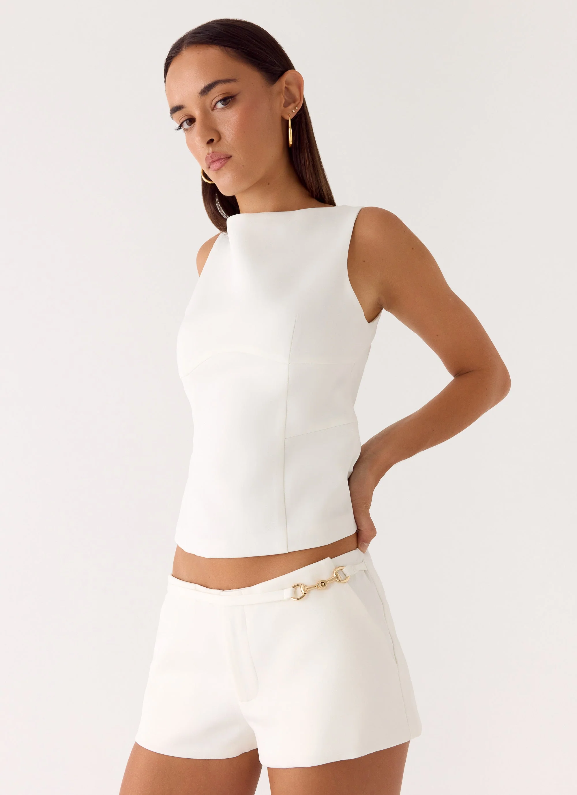 Lulita Belted Shorts - White - Image 6