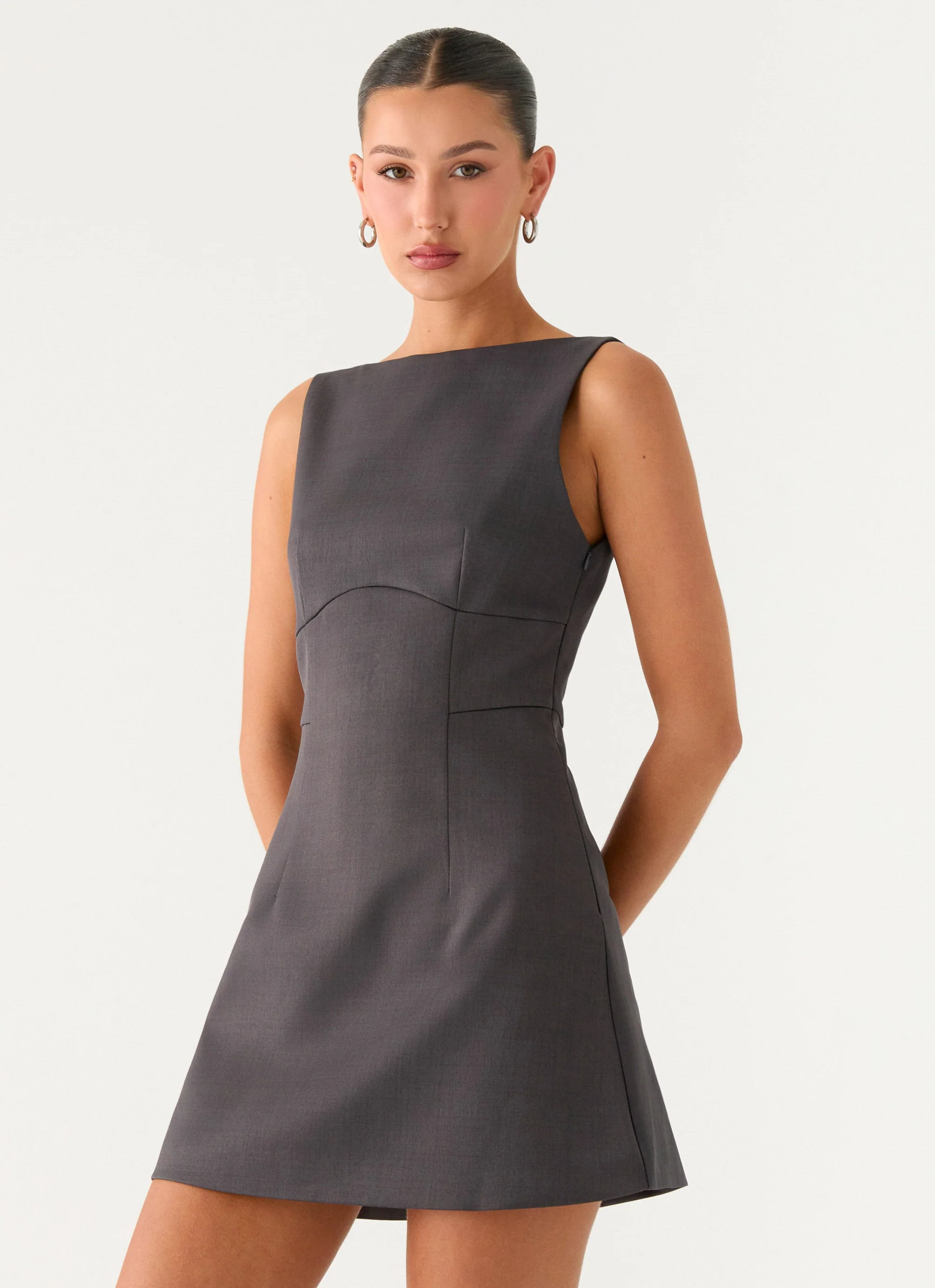 Lulita Mini Dress - Charcoal Grey - Image 5