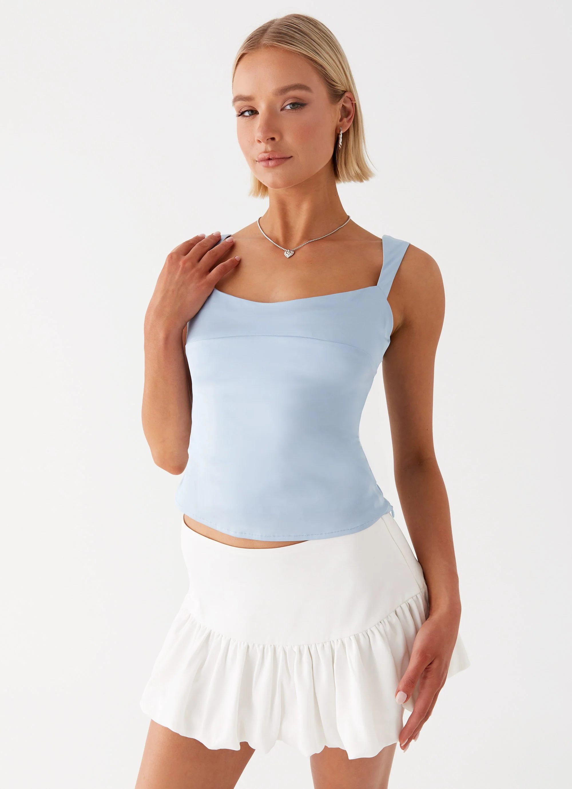 Lylah Satin Top - Blue - Image 6