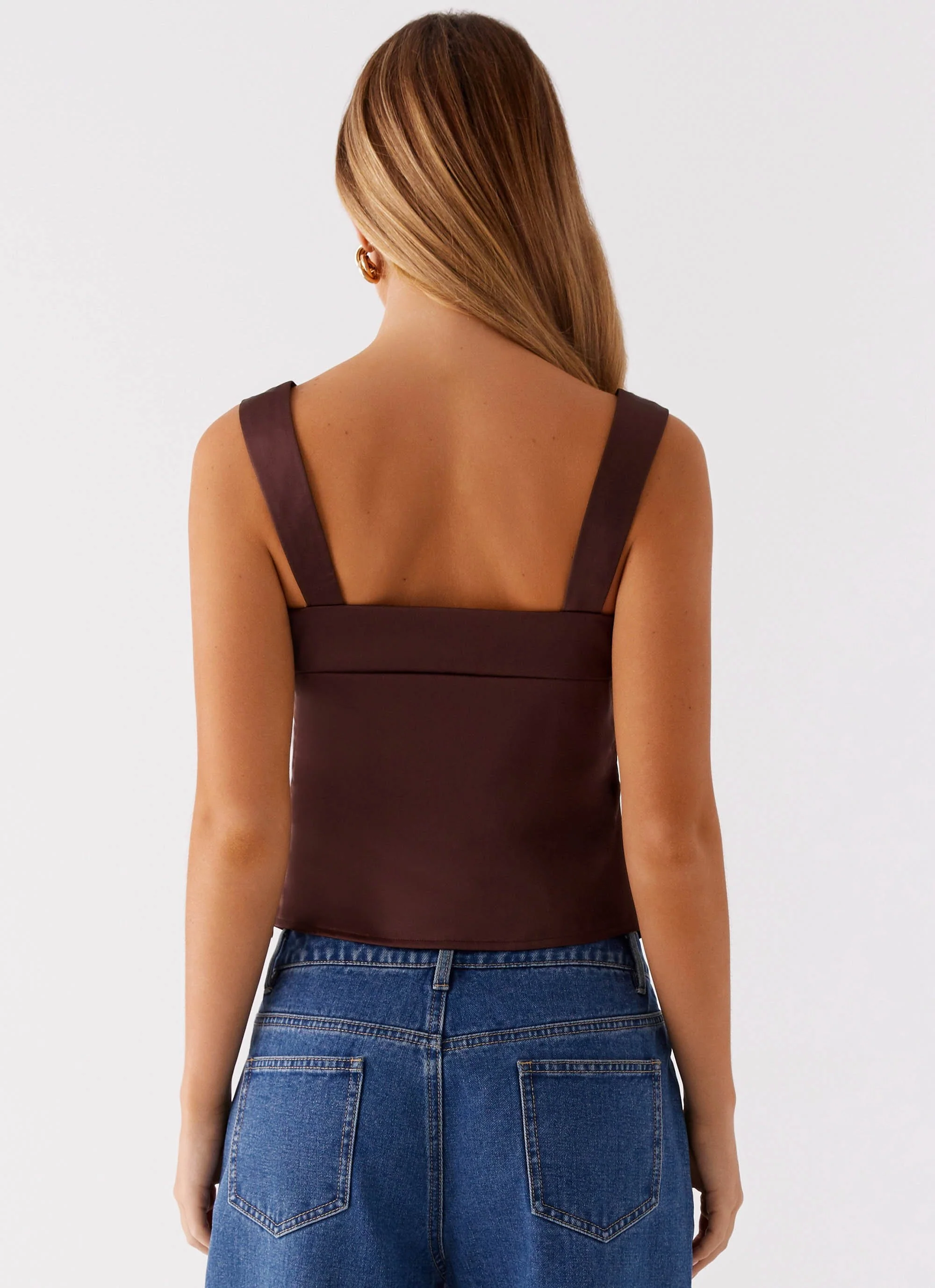 Lylah Satin Top - Brown - Image 4