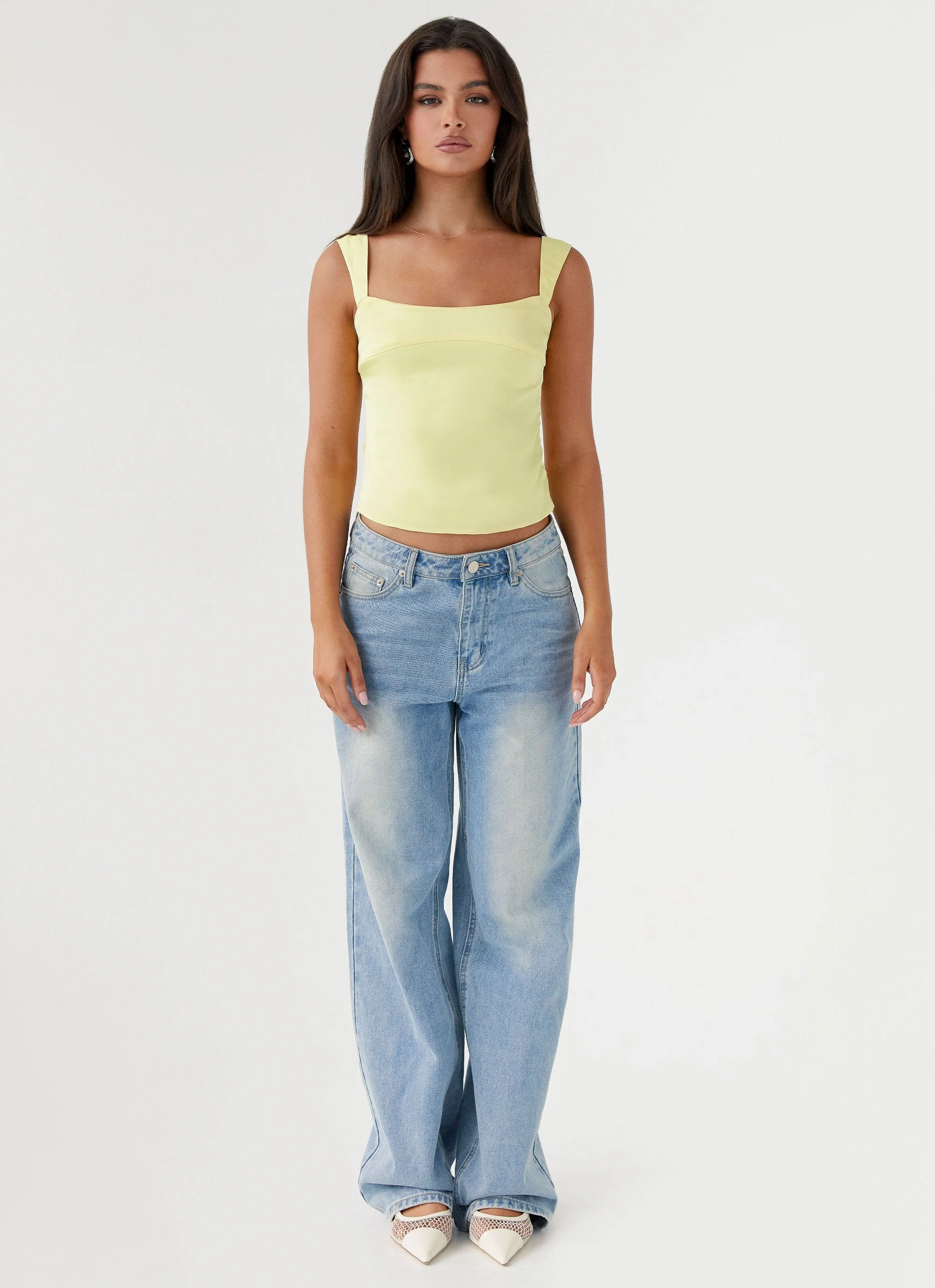 Lylah Satin Top - Yellow - Image 2