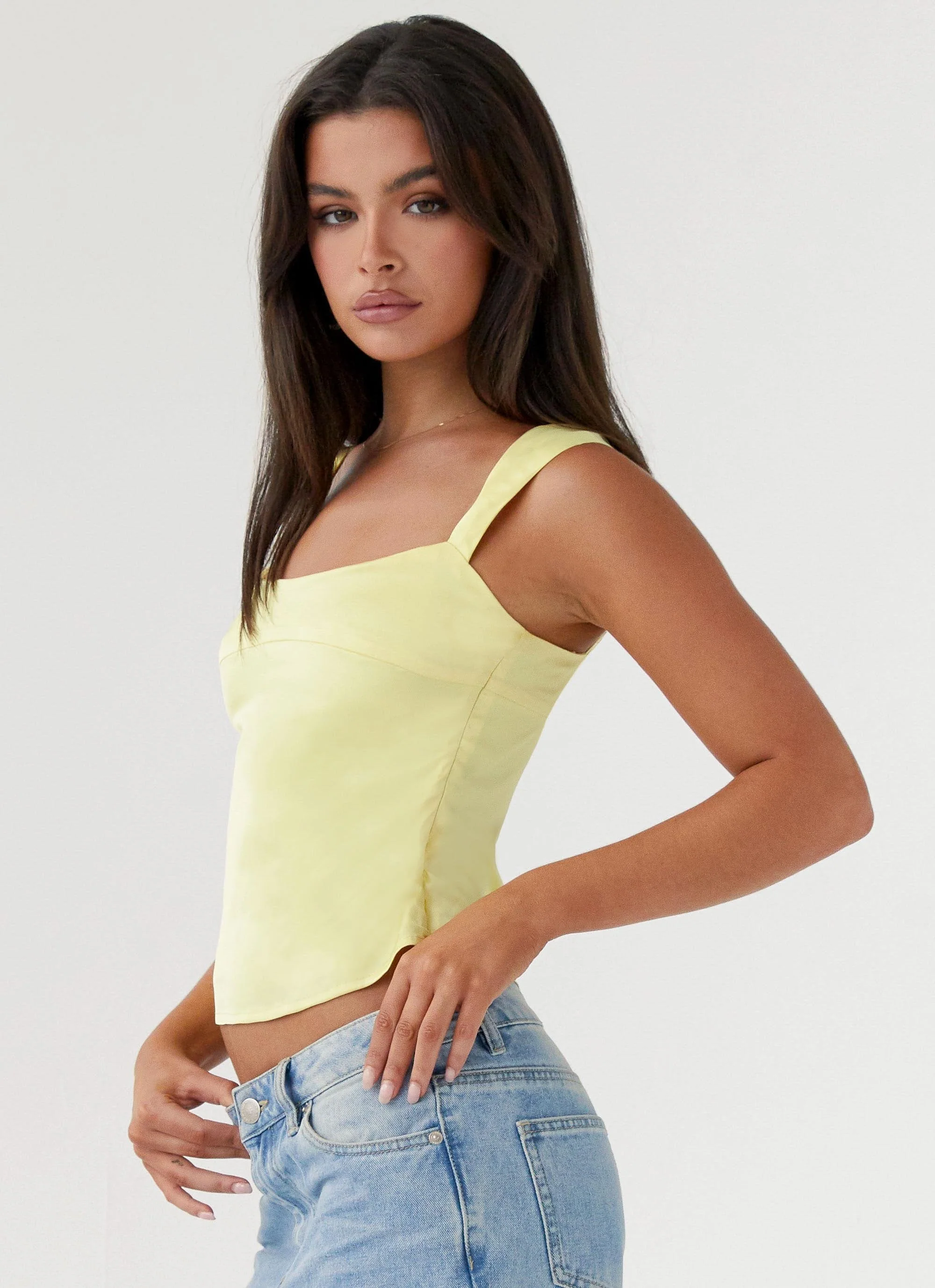 Lylah Satin Top - Yellow - Image 3