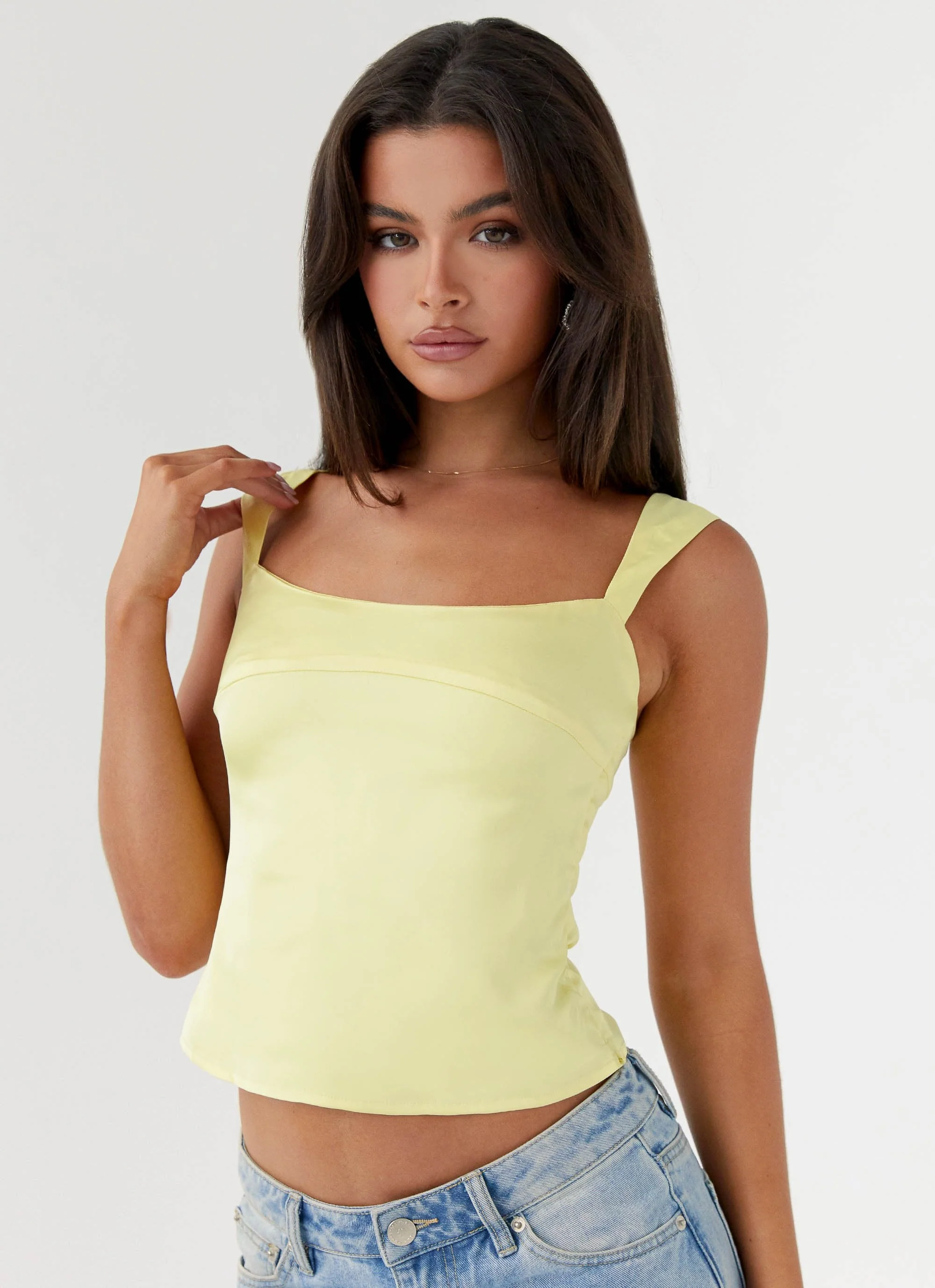 Lylah Satin Top - Yellow - Image 5