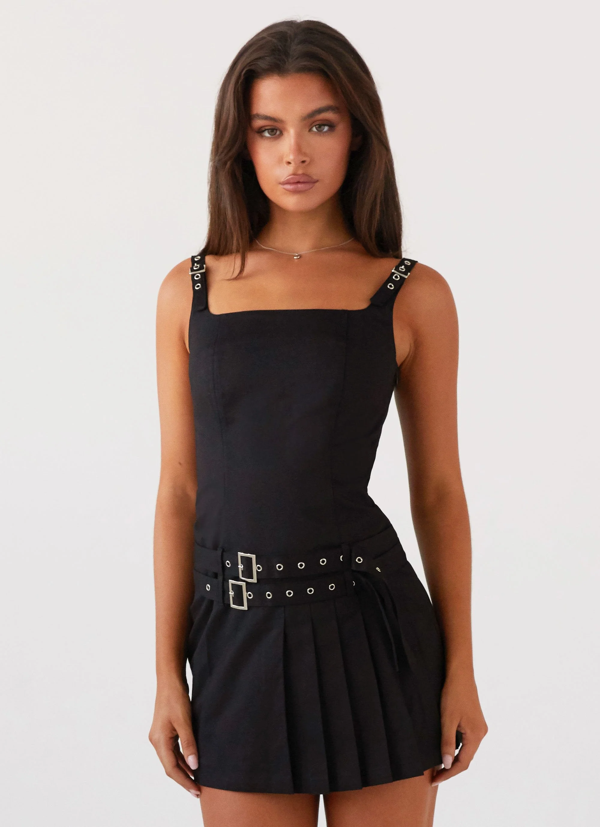 Lynette Buckle Mini Dress - Black - Image 5