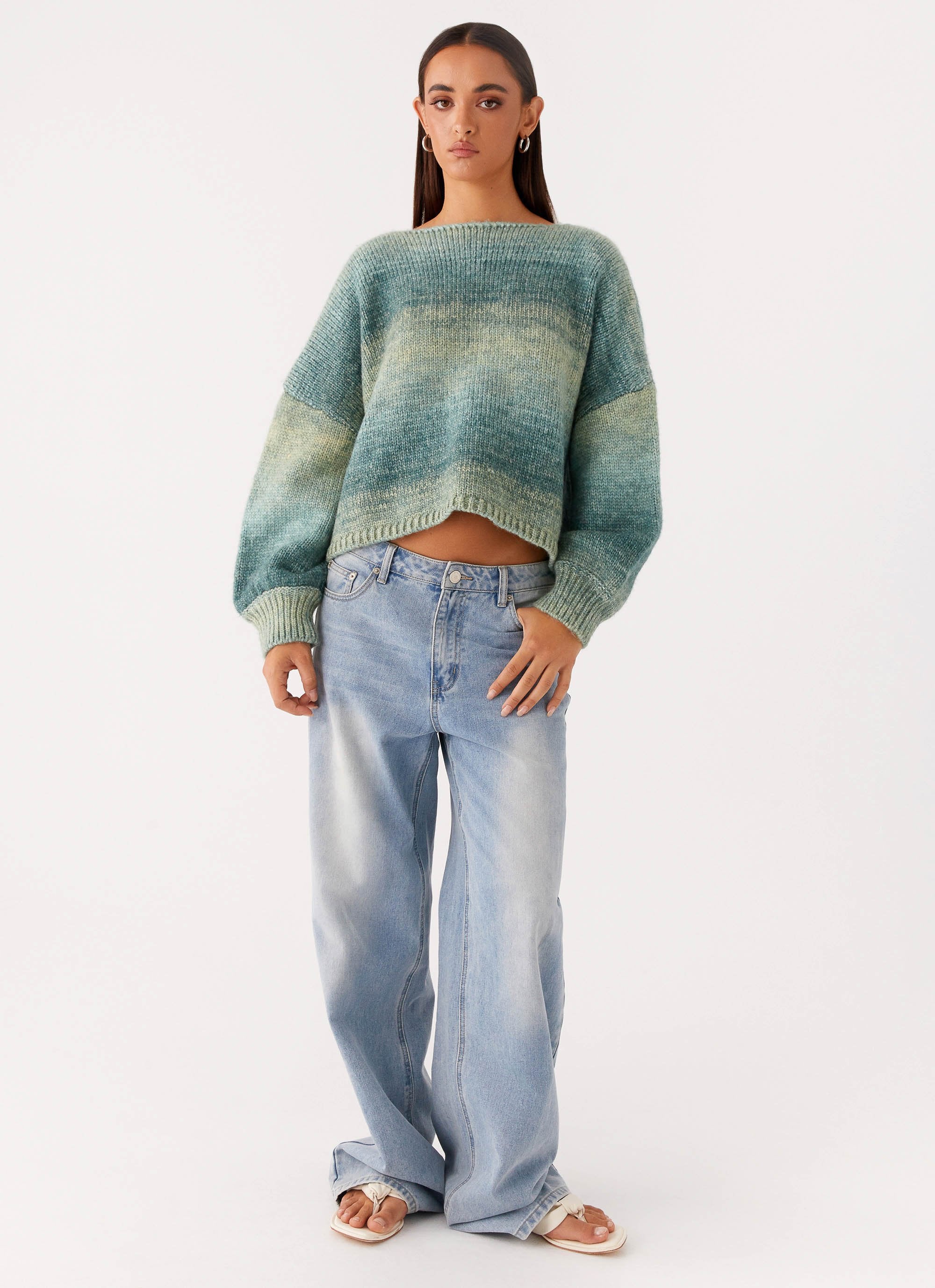 Lynne Oversized Jumper - Green Ombre - Image 5