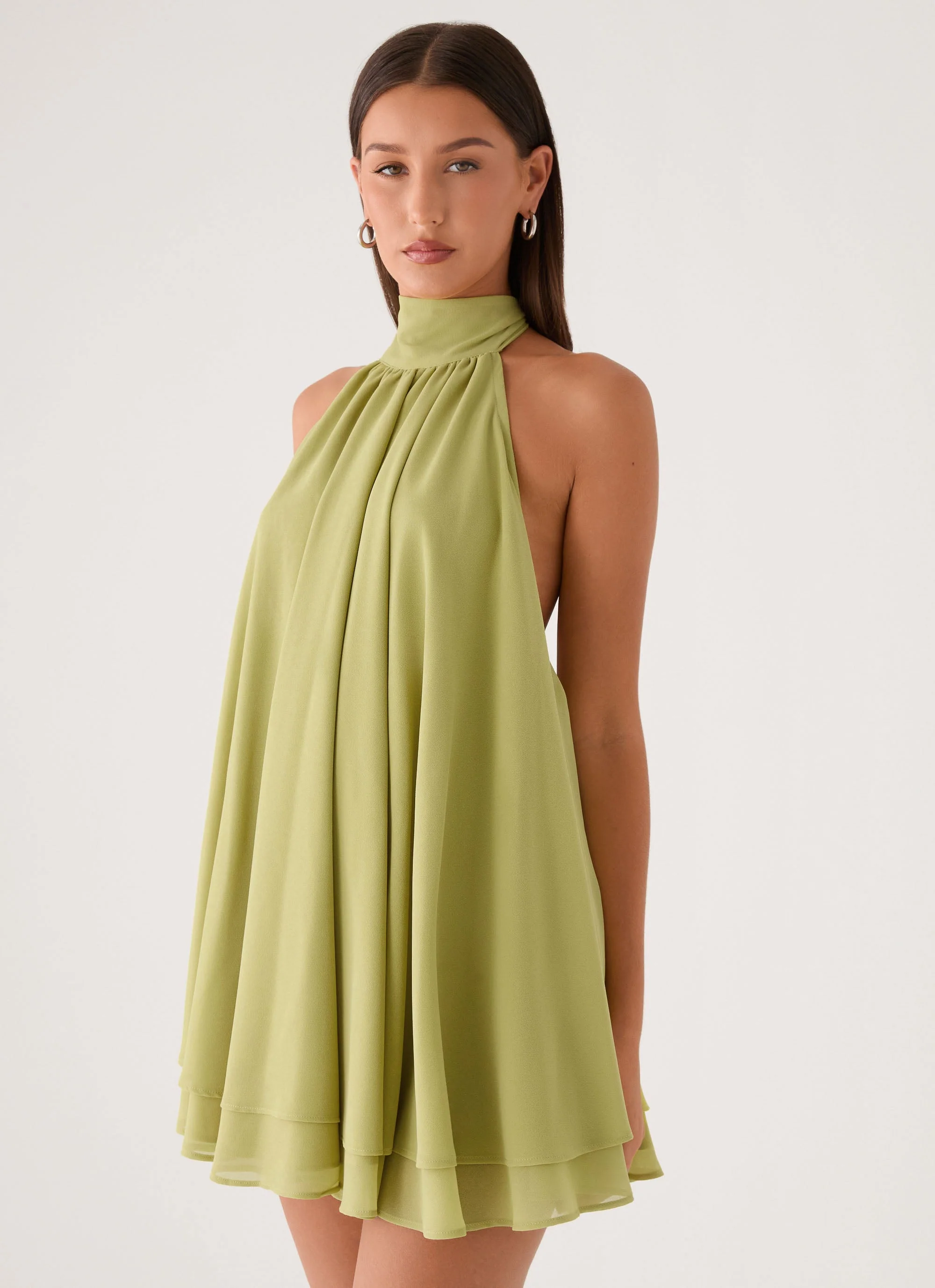 Lyrah Halter Mini Dress - Lime - Image 2