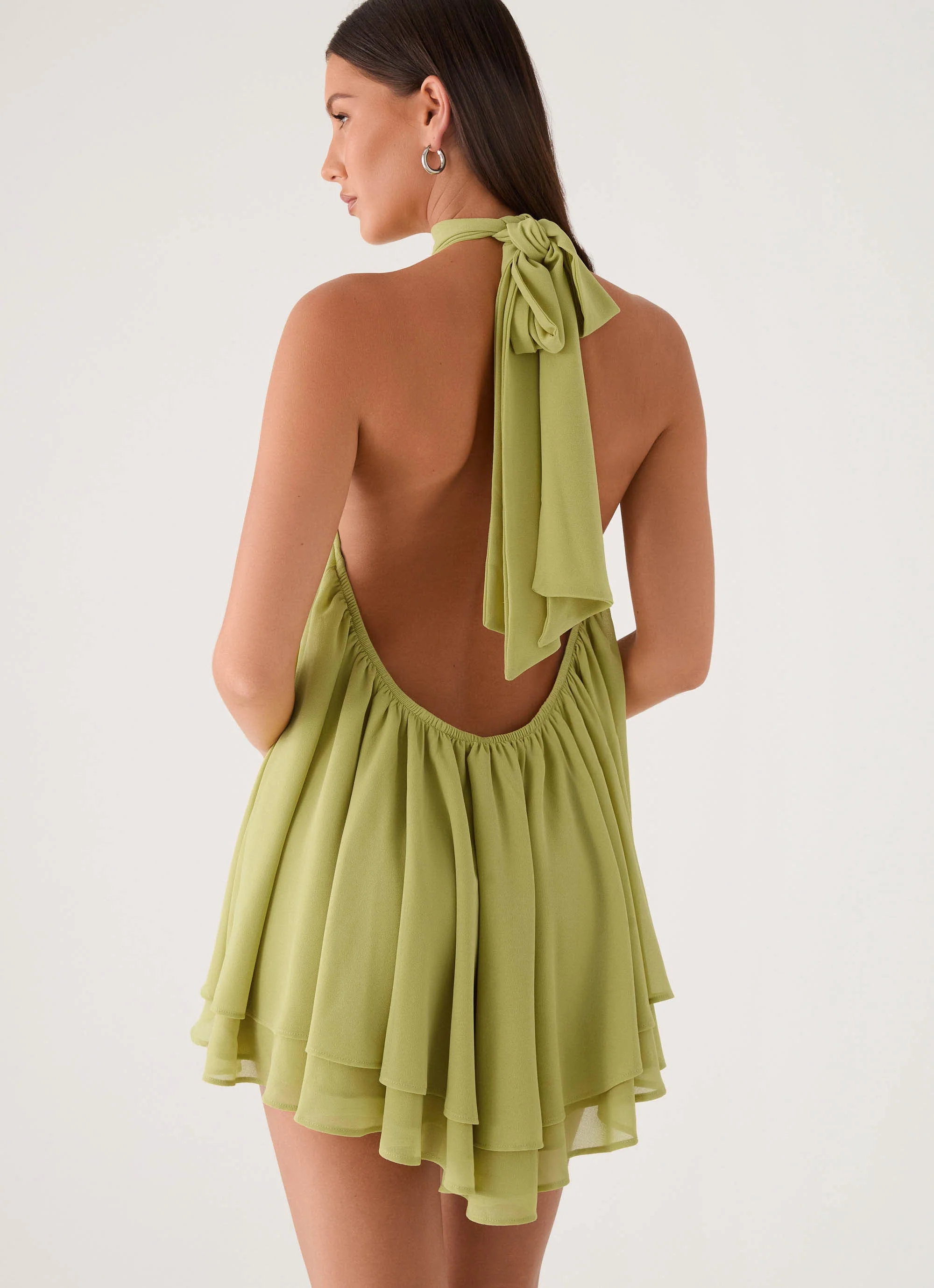 Lyrah Halter Mini Dress - Lime - Image 4