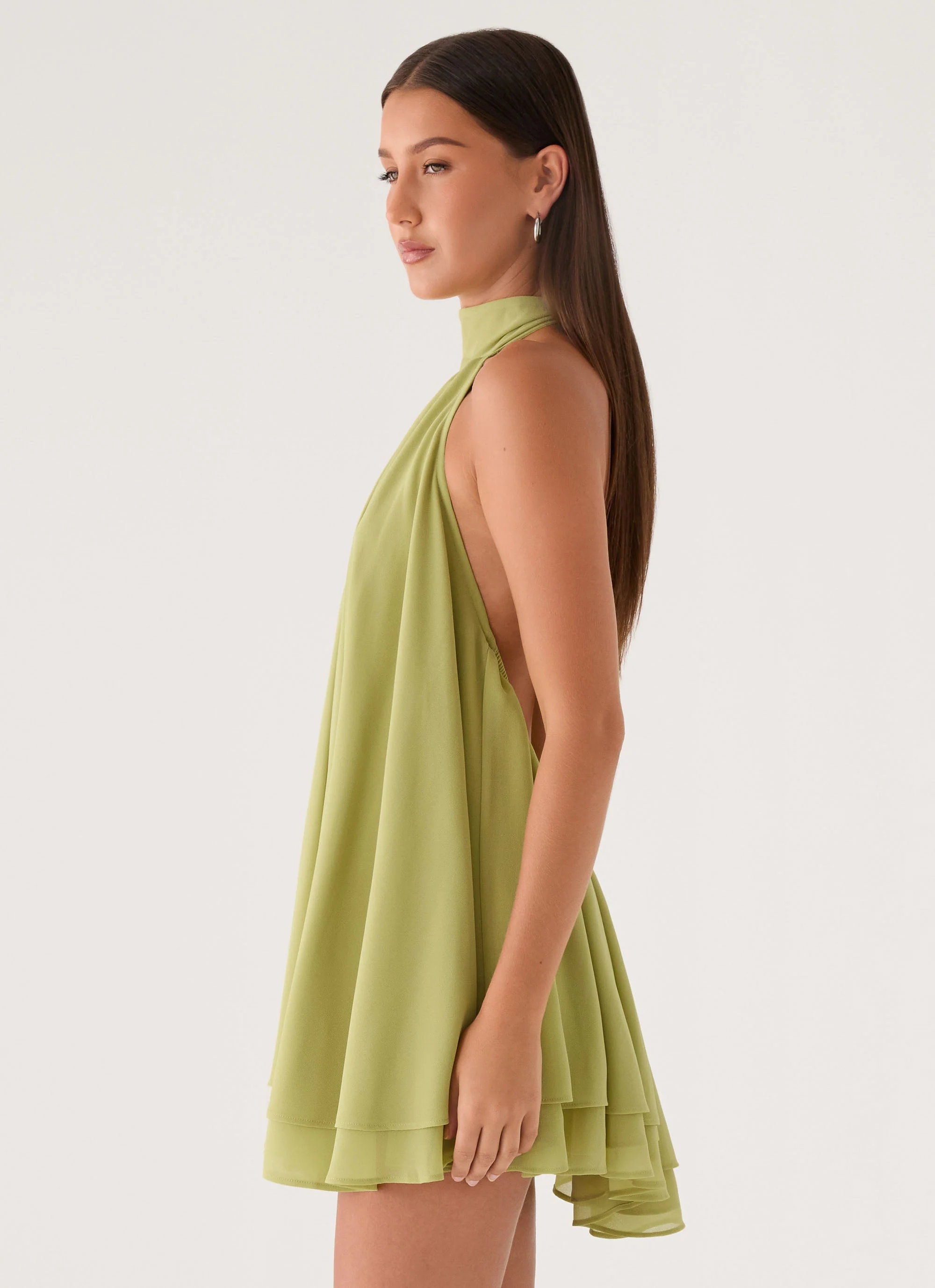 Lyrah Halter Mini Dress - Lime - Image 6