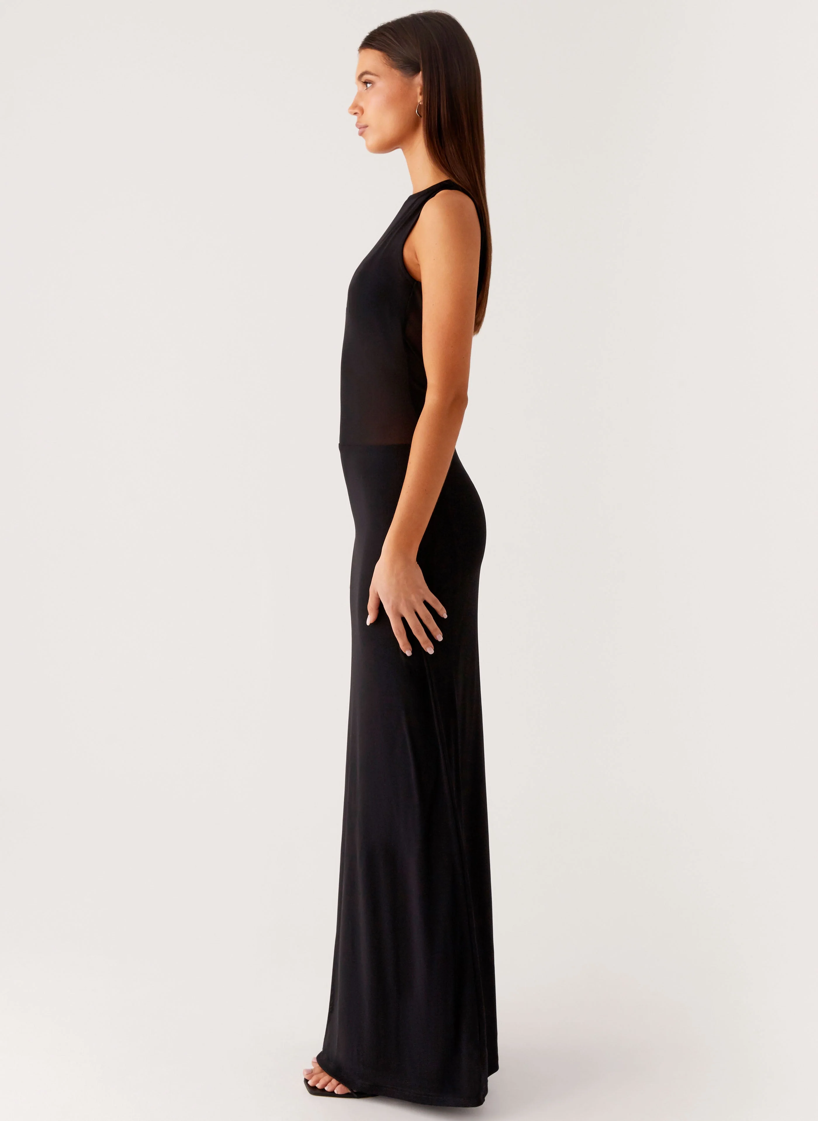 lyria Mesh Maxi Dress - Black - Image 3