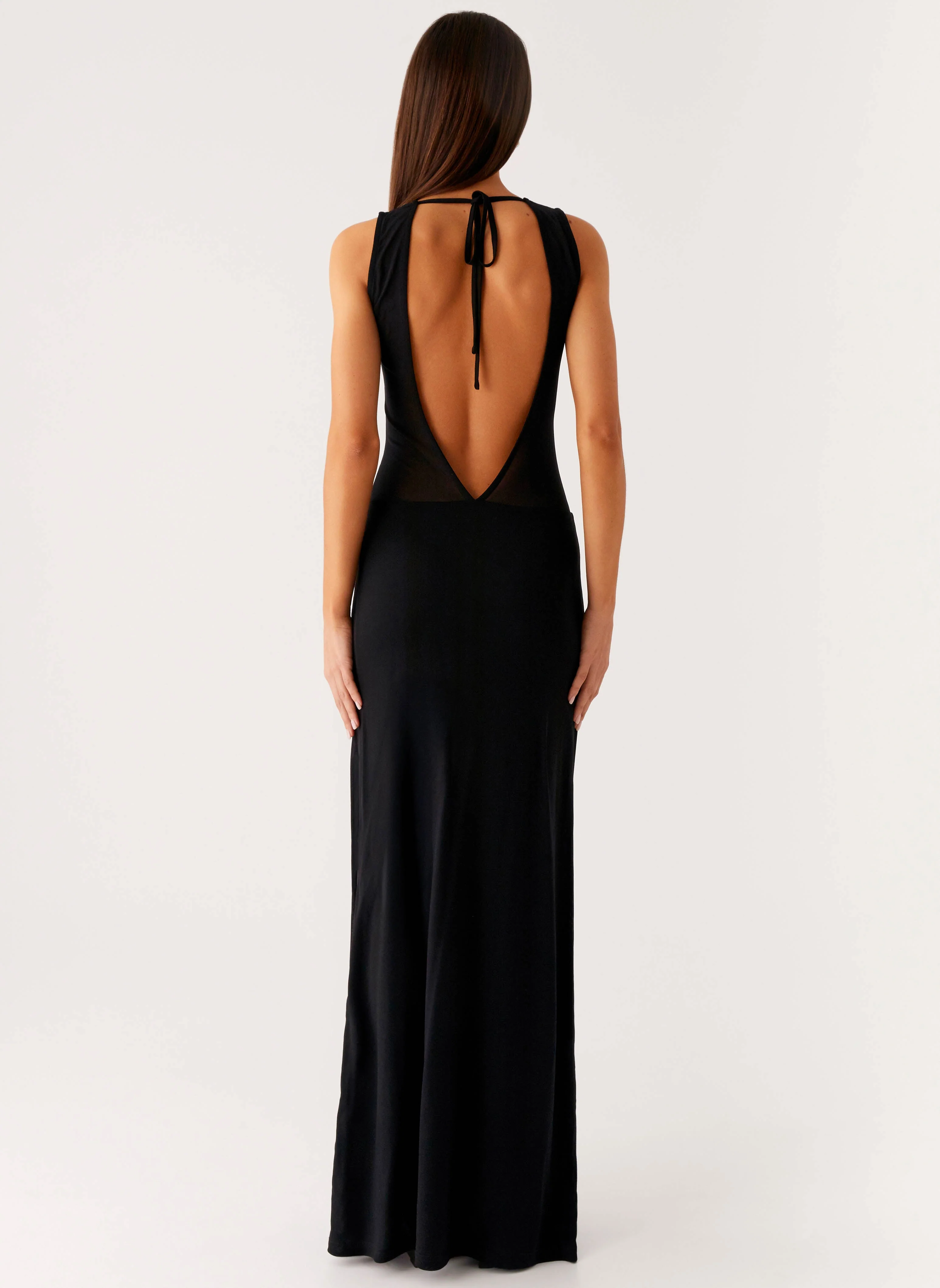 lyria Mesh Maxi Dress - Black - Image 4