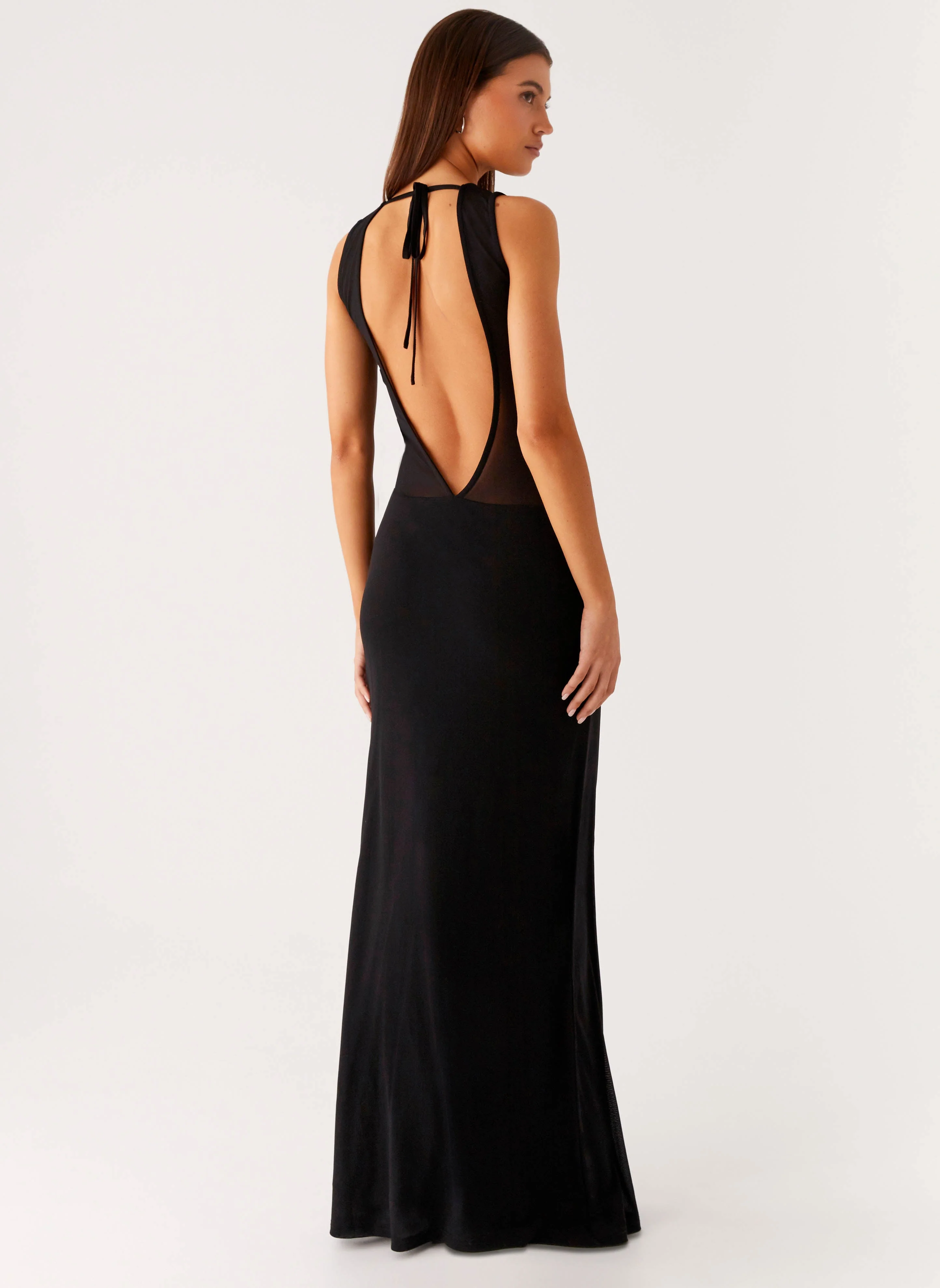 lyria Mesh Maxi Dress - Black - Image 5