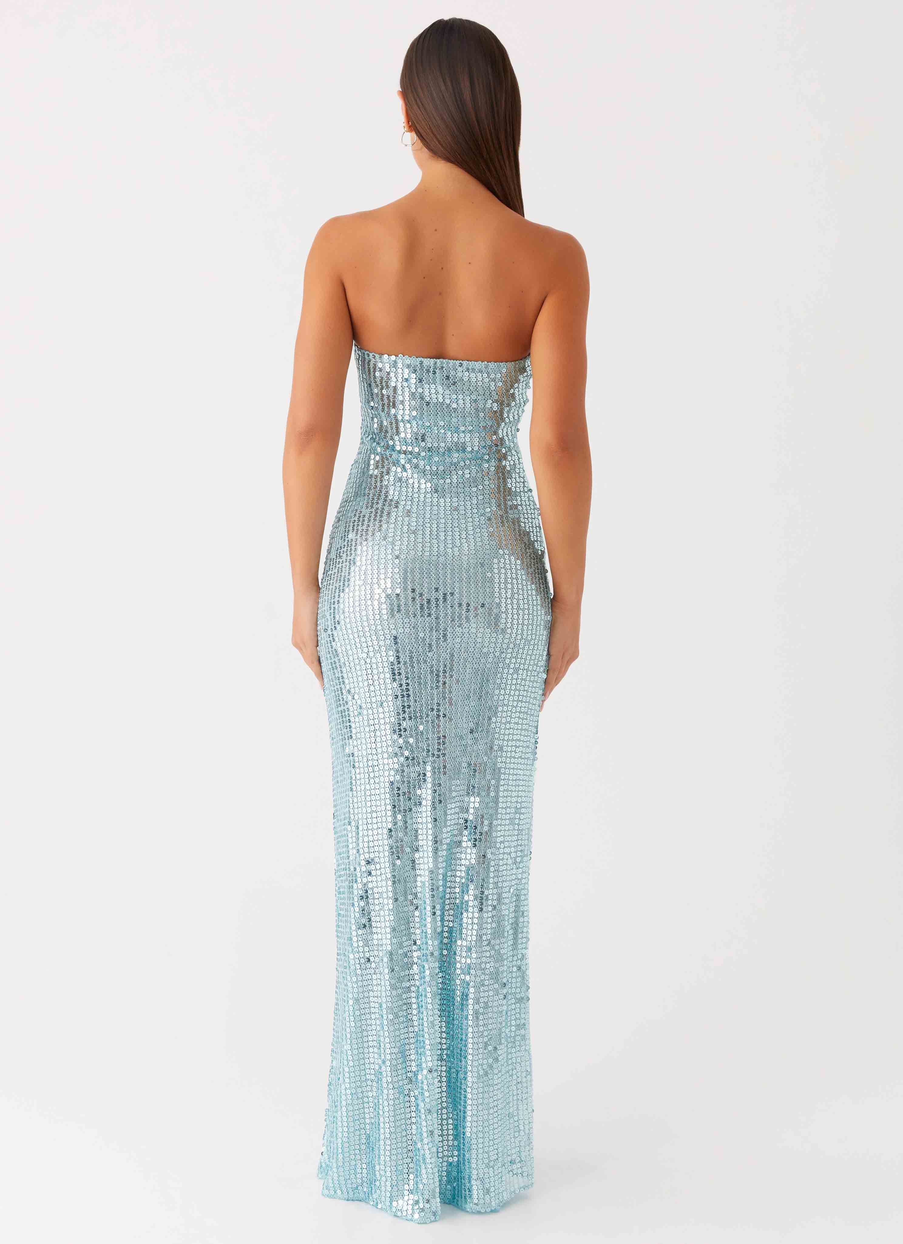 Lyric Sequin Maxi Dress - Turquoise - Image 2