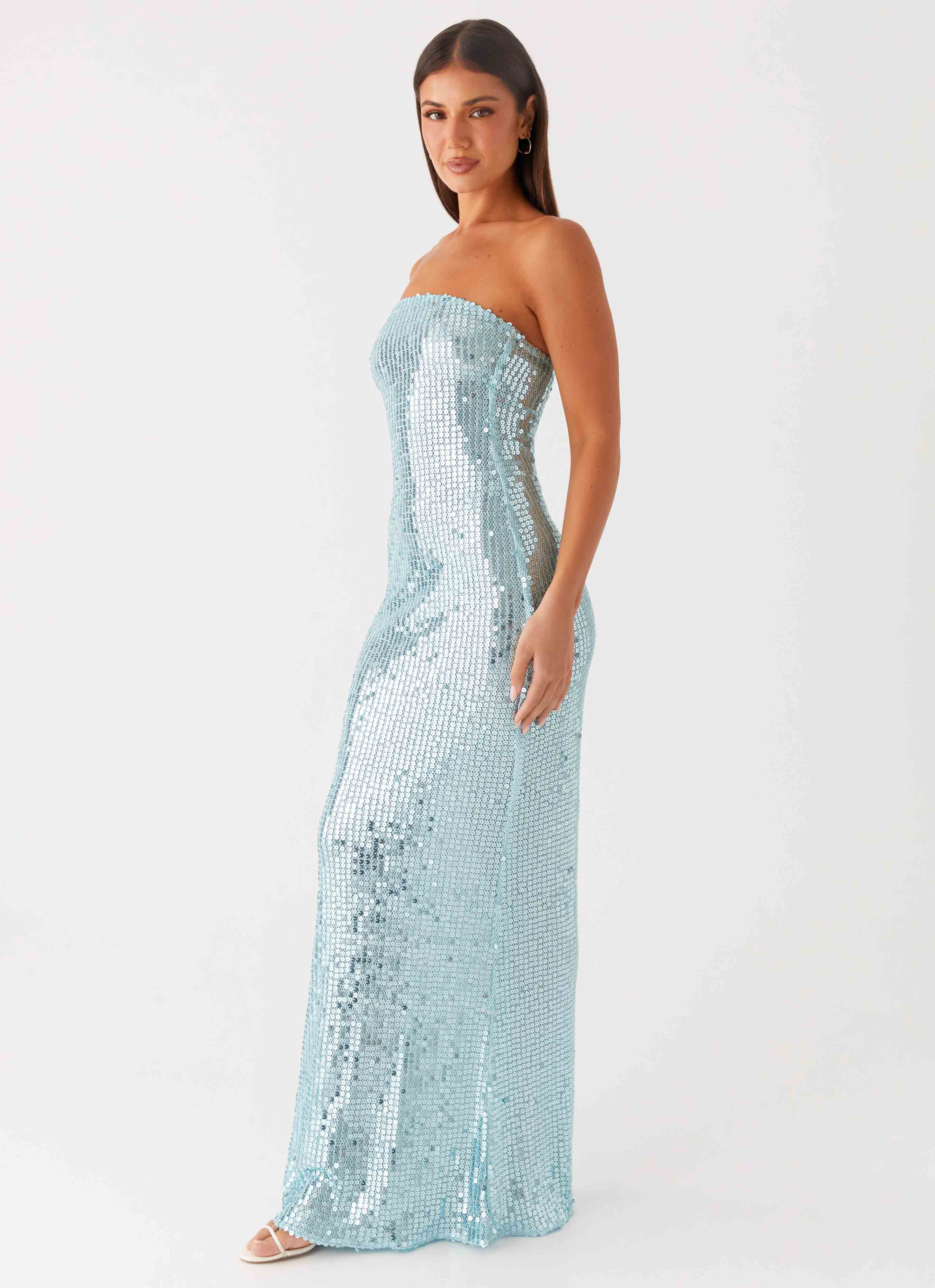 Lyric Sequin Maxi Dress - Turquoise - Image 4
