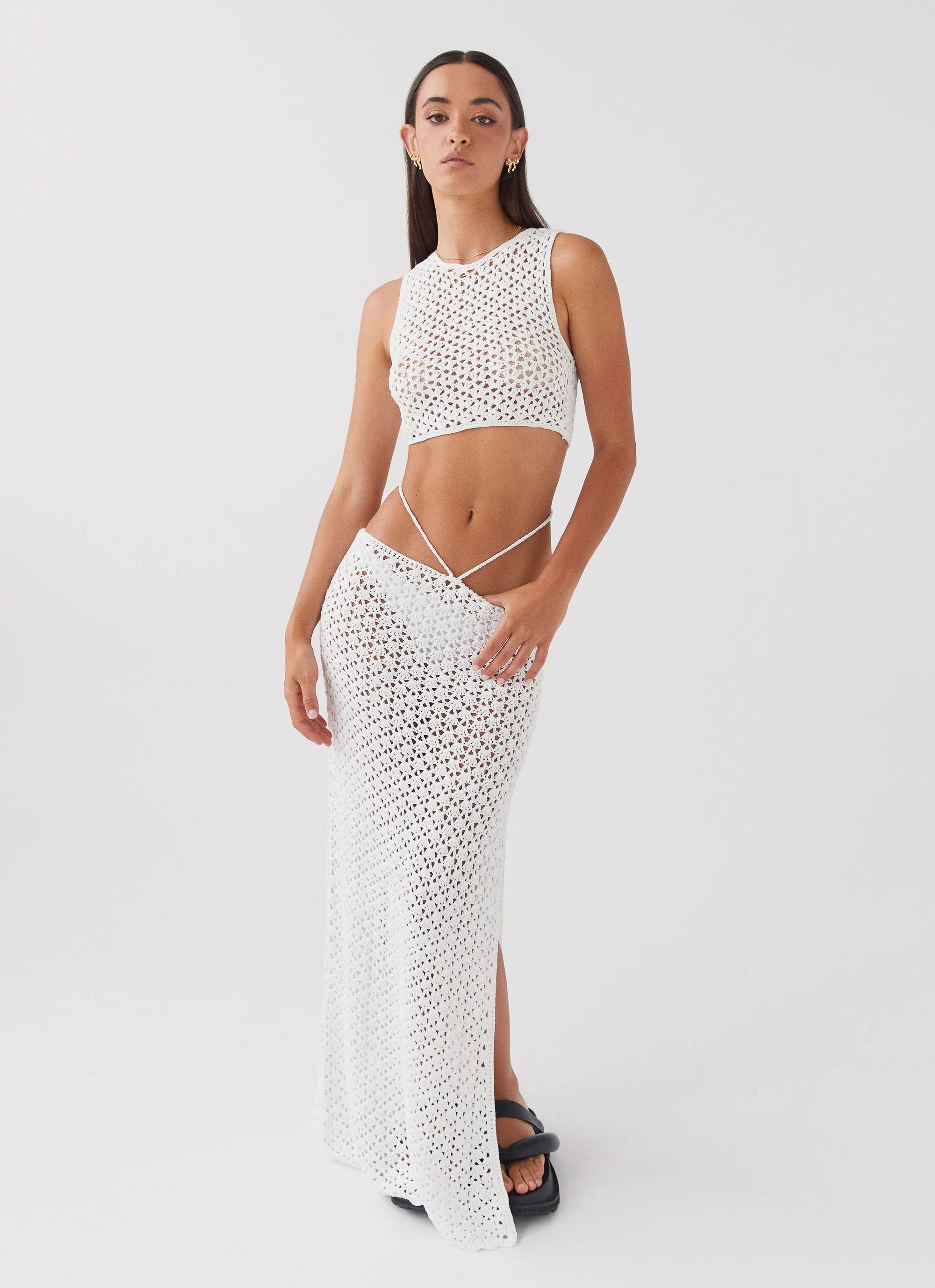 Mabel Bay Crochet Tank Top - White - Image 6