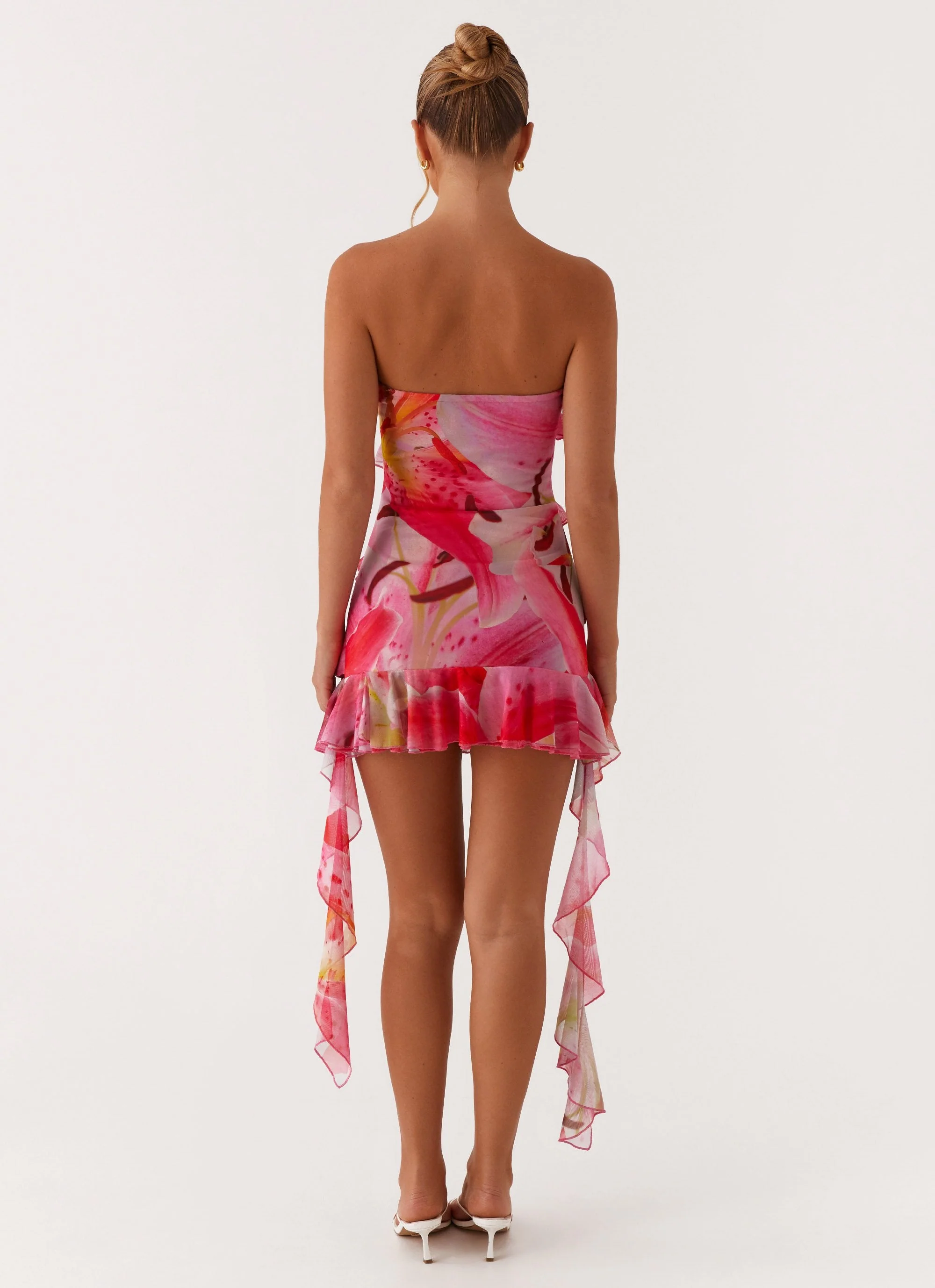 Macey Mini Dress - White Pink Lilly - Image 6
