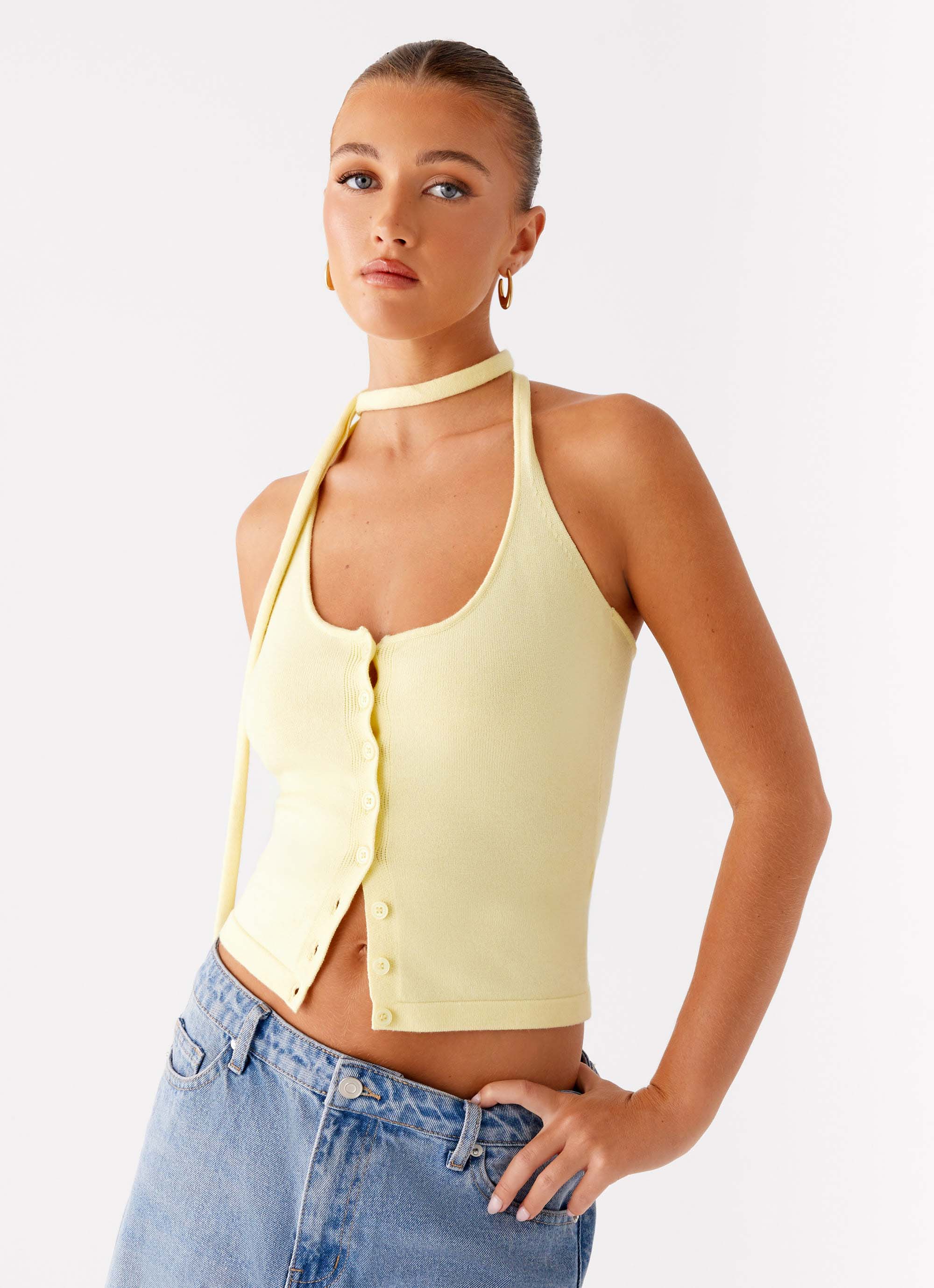 Madden Knit Scarf Top - Yellow - Image 6