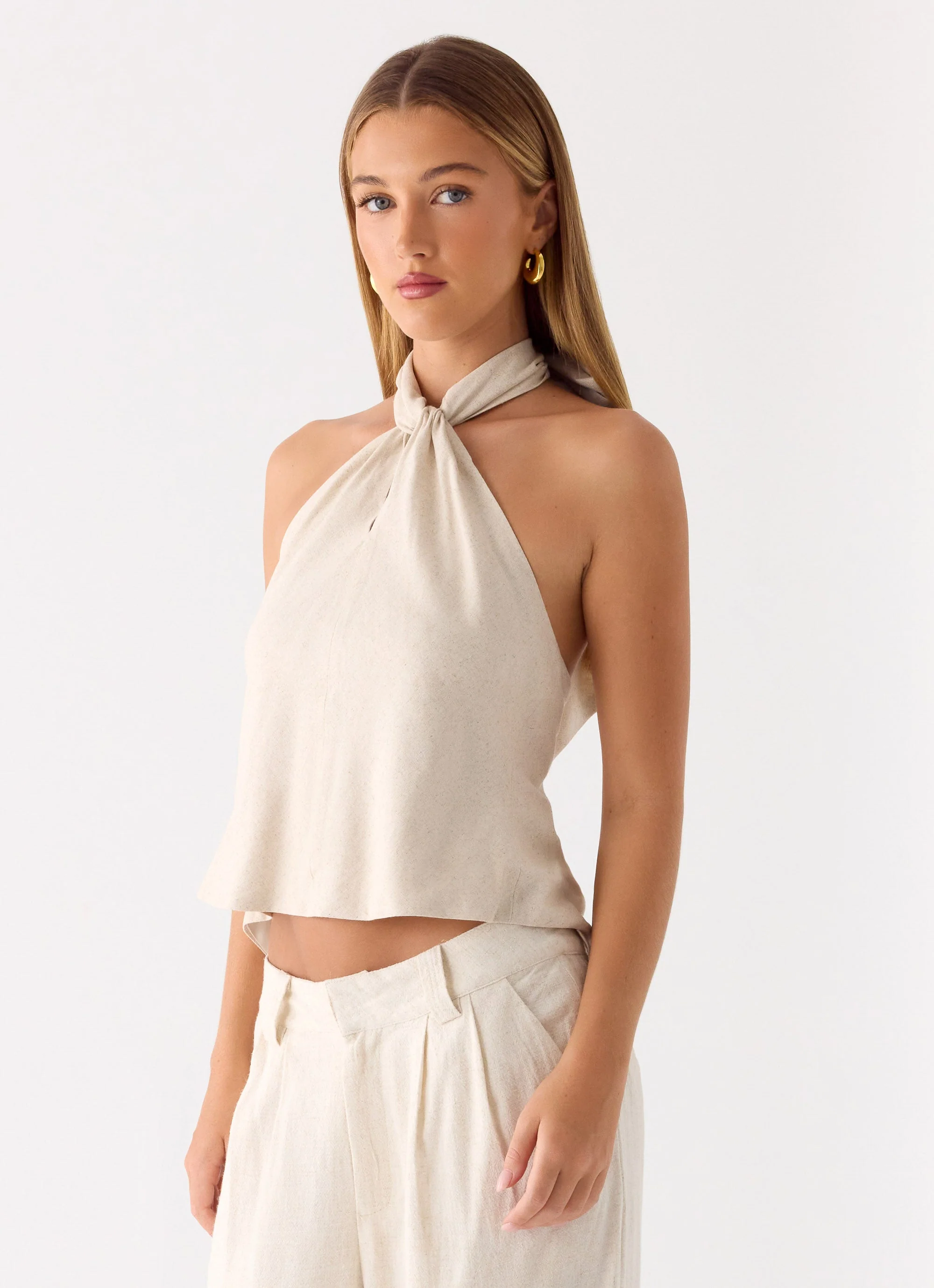 Maddox Linen Top - Oat - Image 3