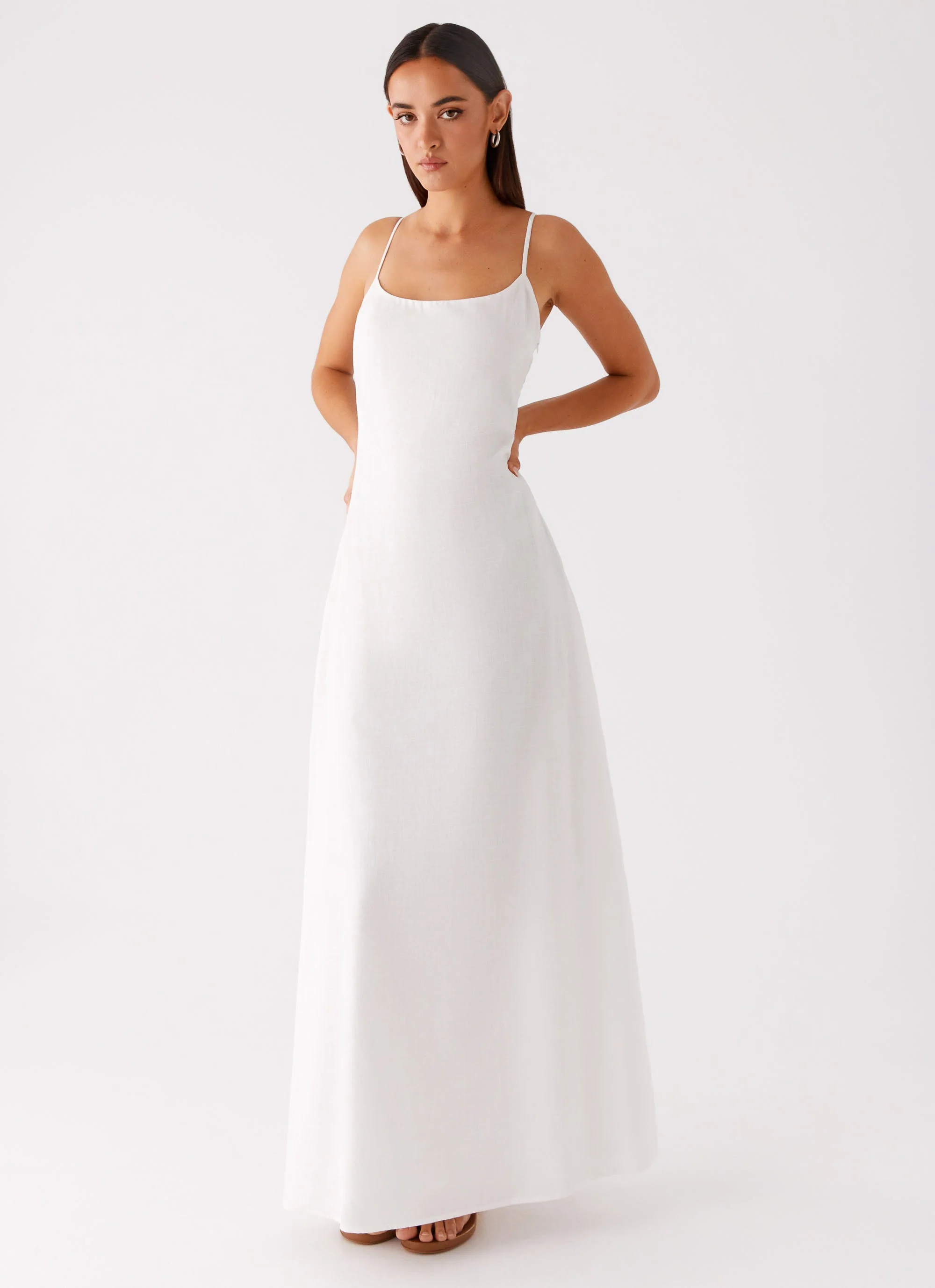 Madeleine Scoop Neck Maxi Dress - Off White - Image 4