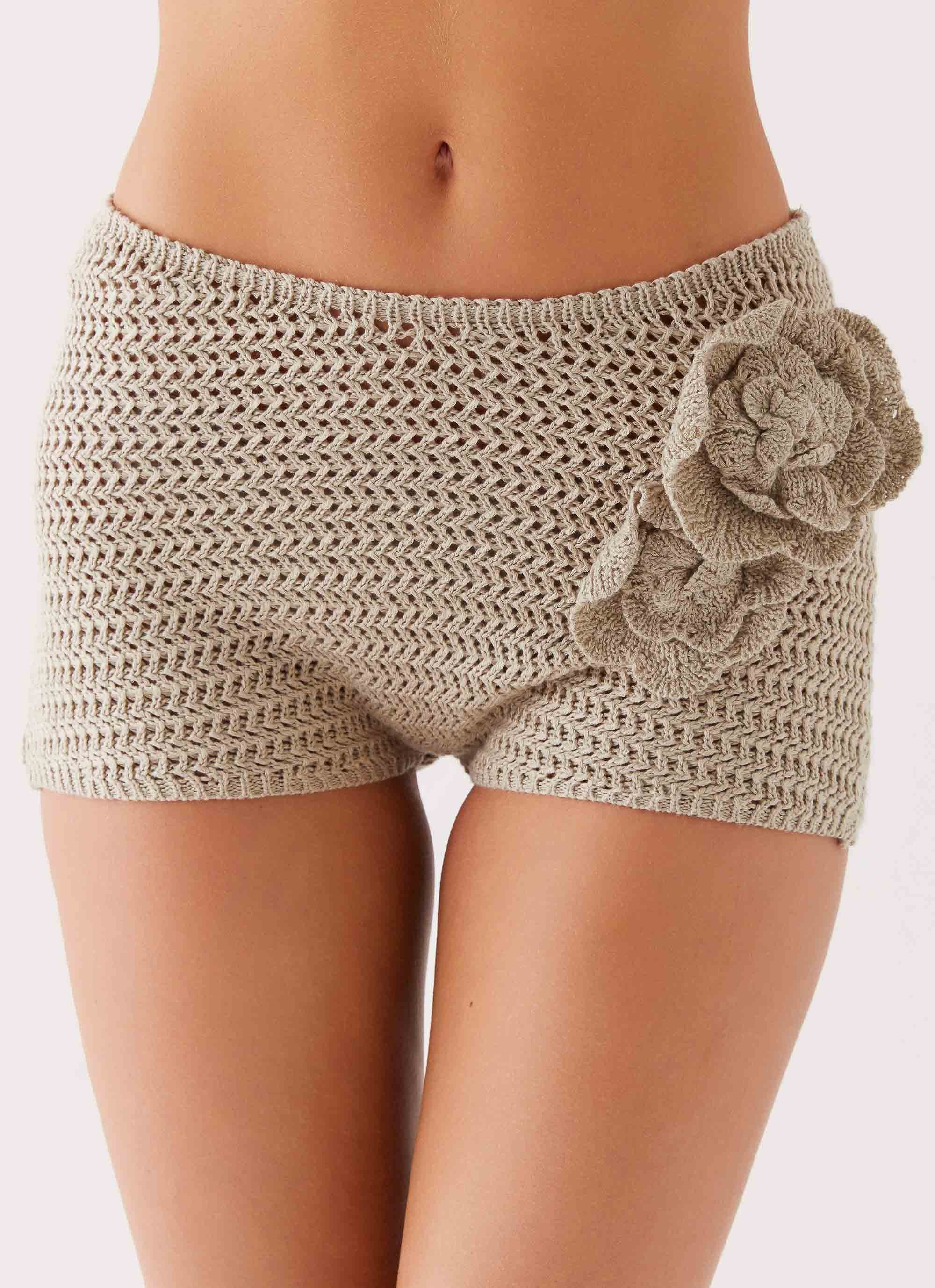 Maia Rose Crochet Mini Shorts - Sage - Image 6