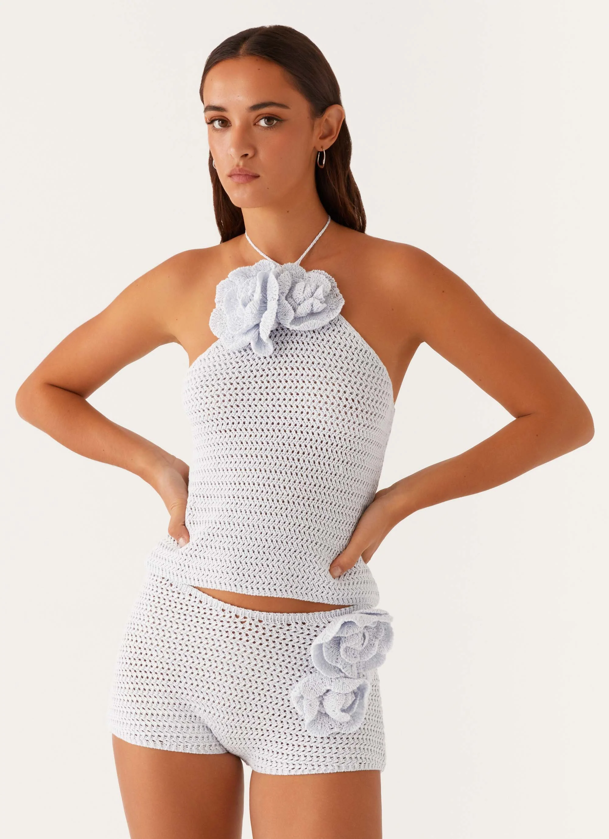 Maia Rose Crochet Top - Baby Blue - Image 6