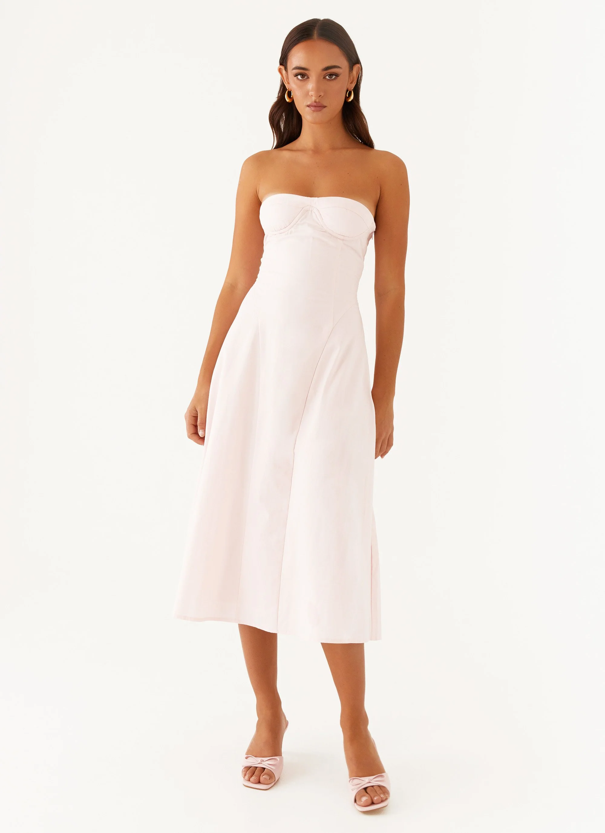 Maika Strapless Midi Dress - Pink - Image 5