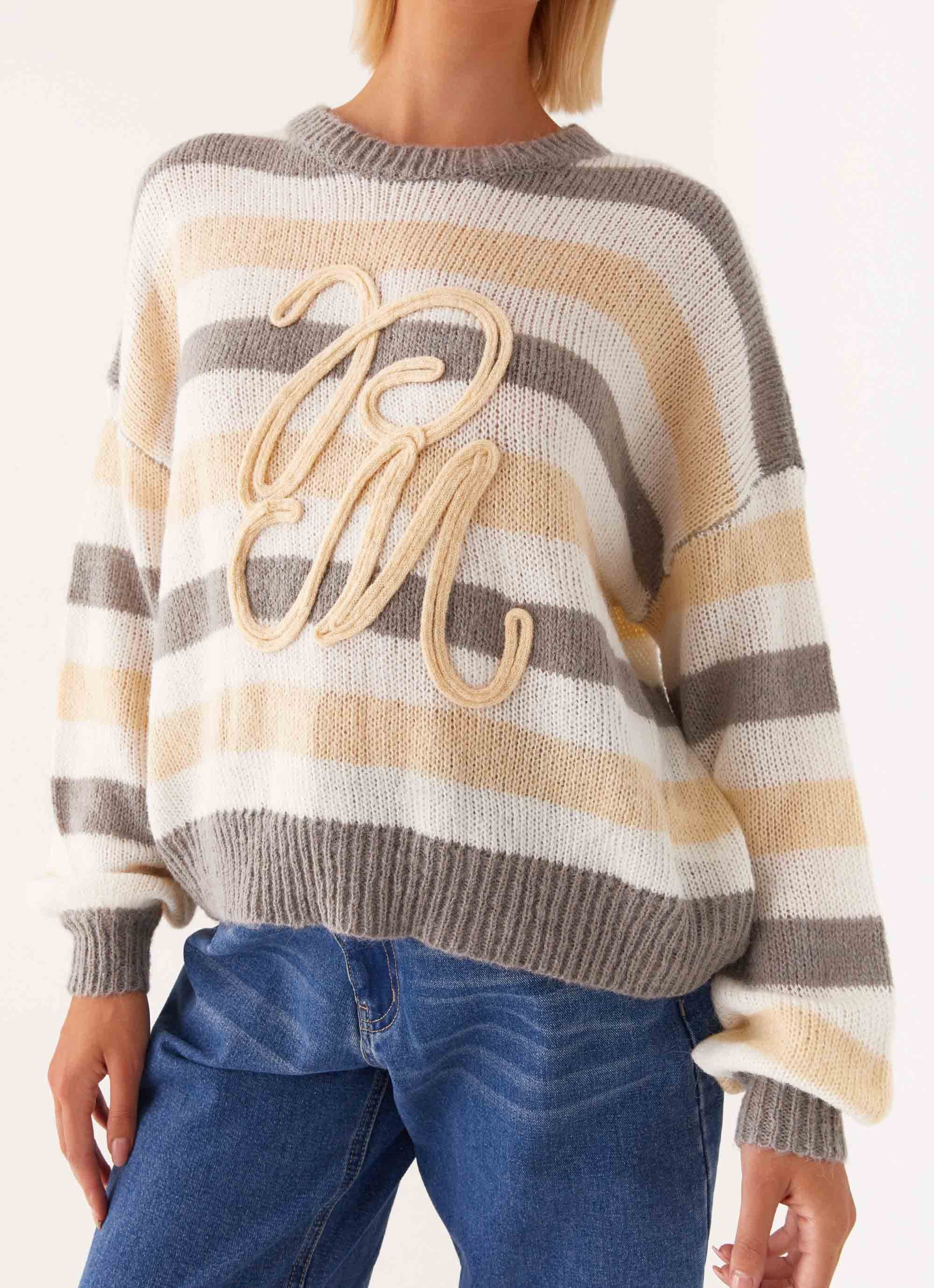 Main Character Oversized Knit Sweater - Stripe - Image 6