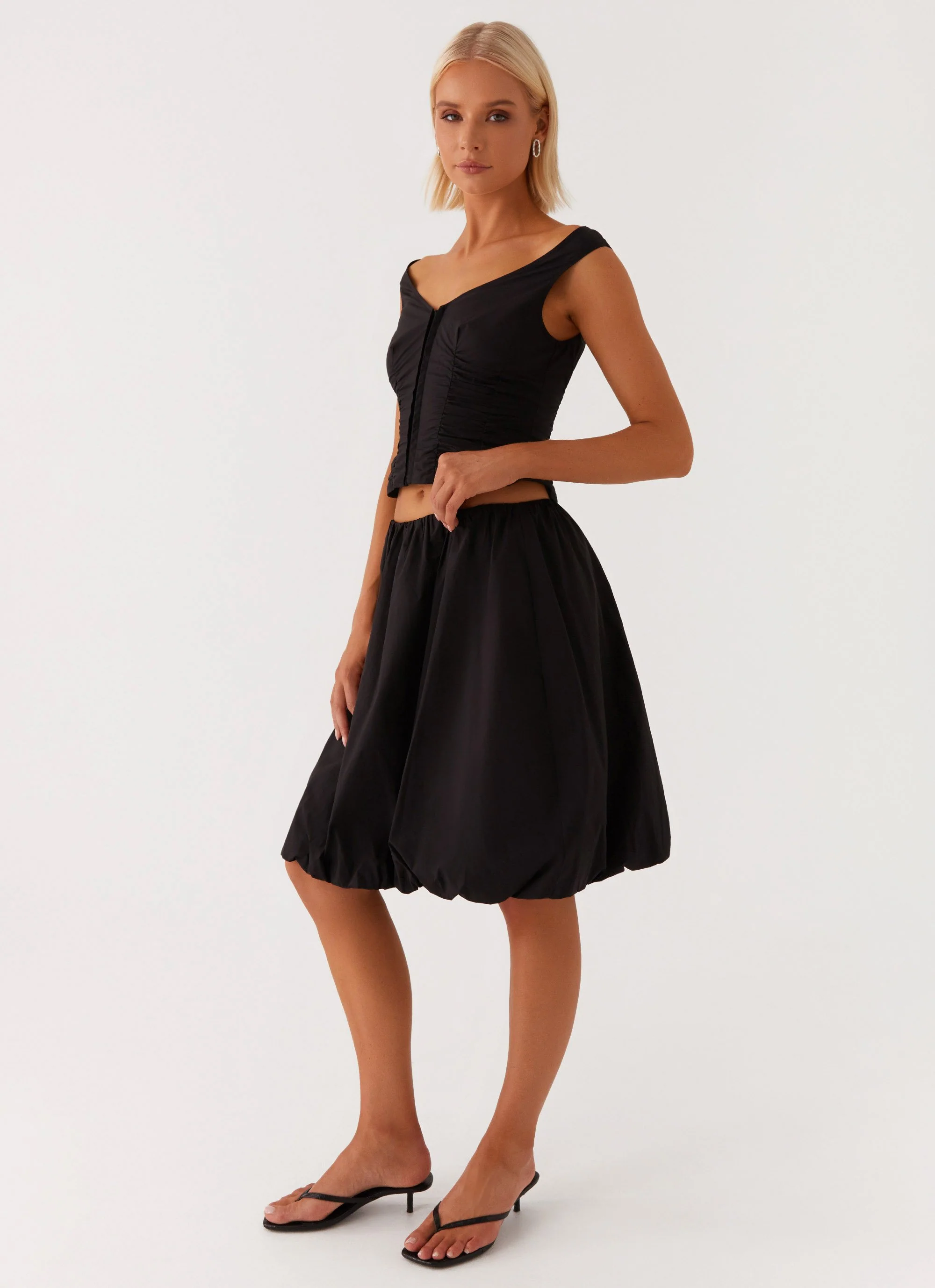 Make Way Bubble Midi Skirt - Black - Image 6