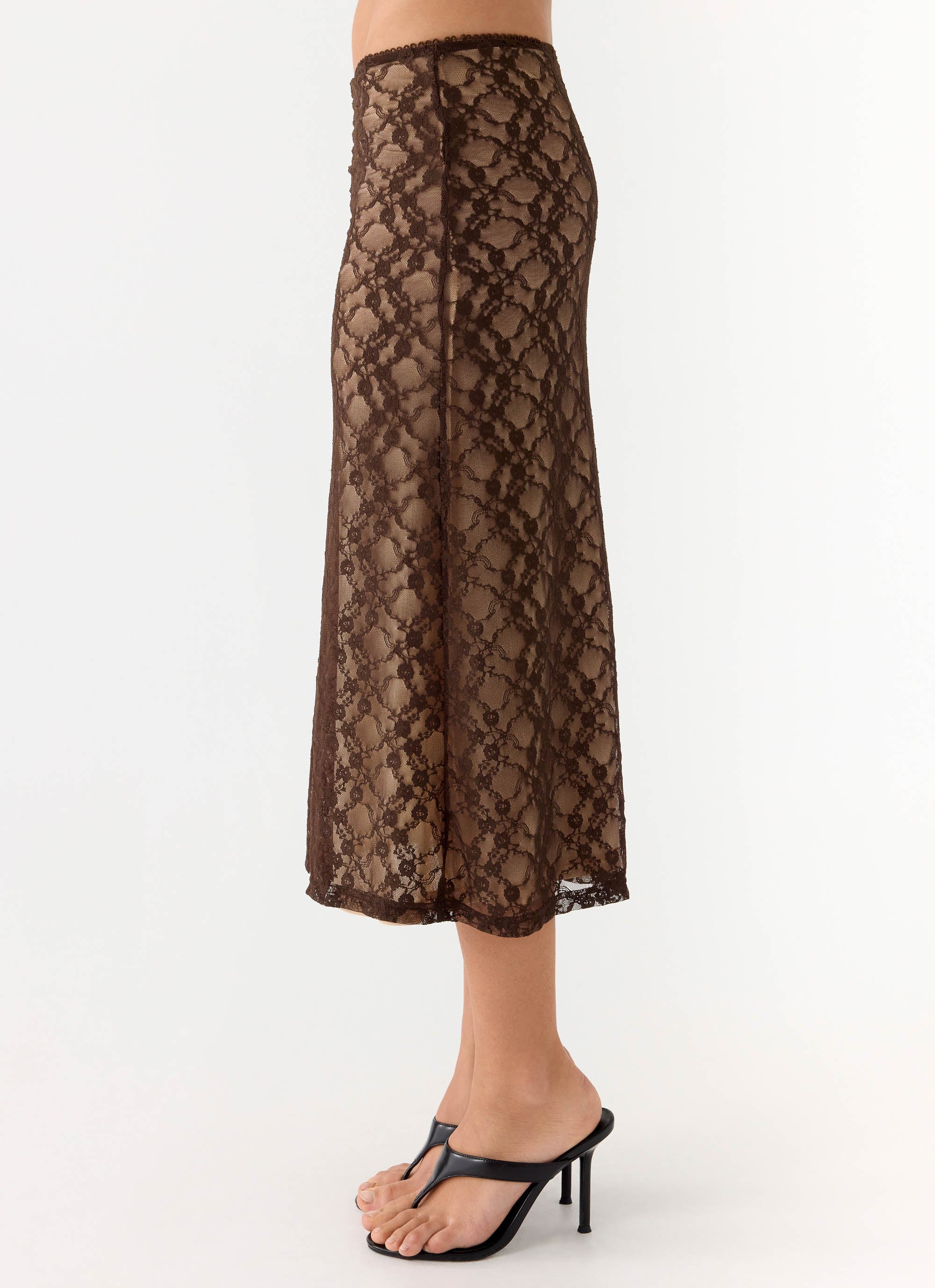Malachie Lace Midi Skirt - Chocolate - Image 4