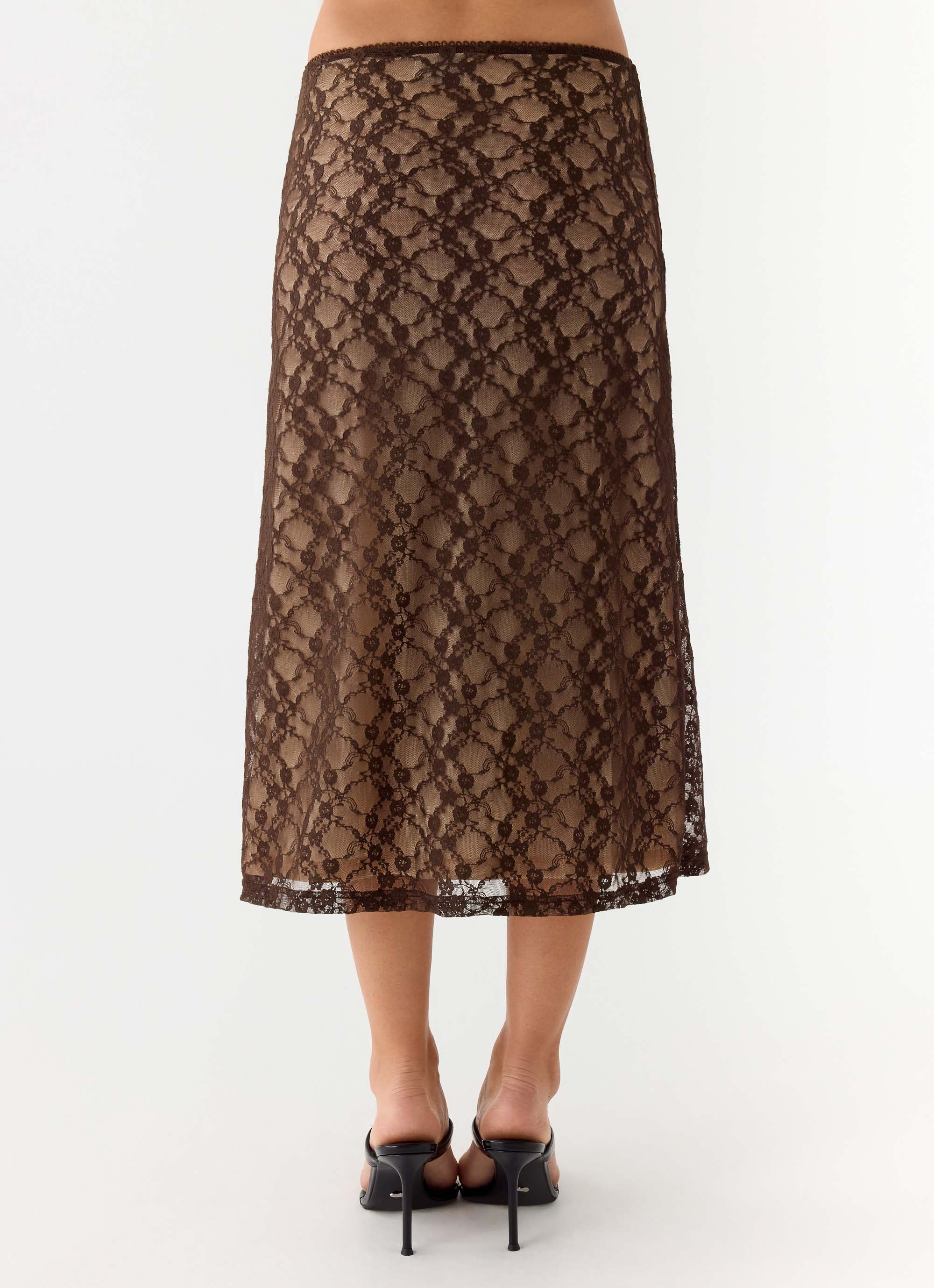 Malachie Lace Midi Skirt - Chocolate - Image 5
