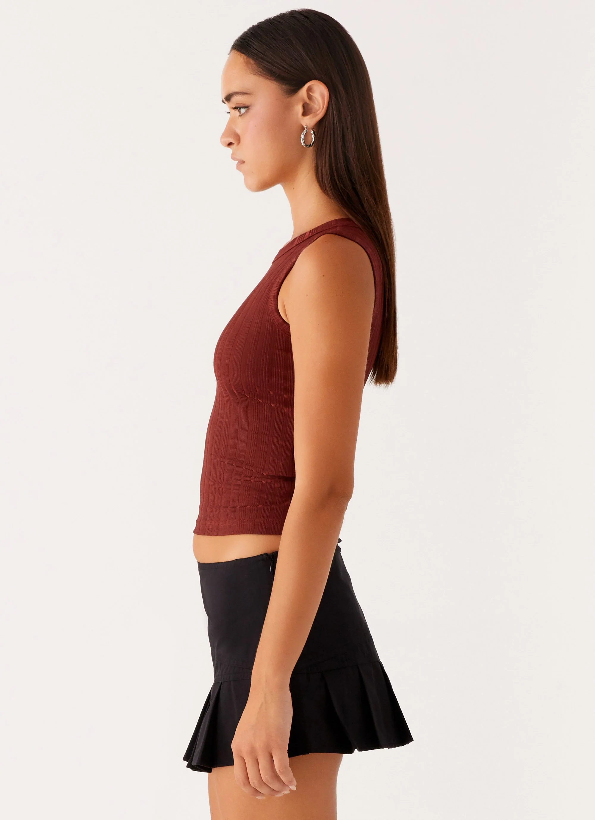 Malene Ribbed Top - Brown - Image 3