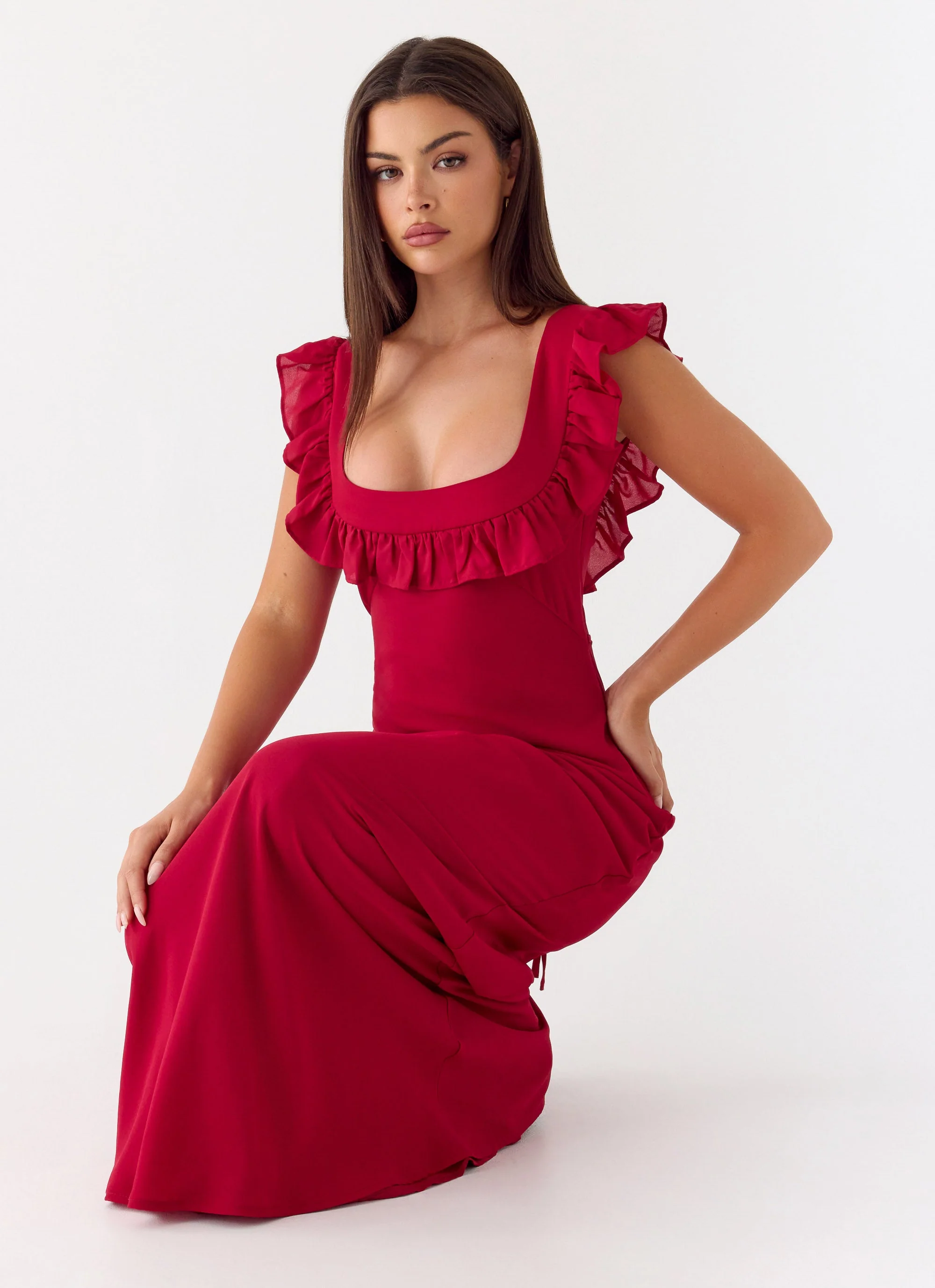 Malina Maxi Dress - Deep Red - Image 5