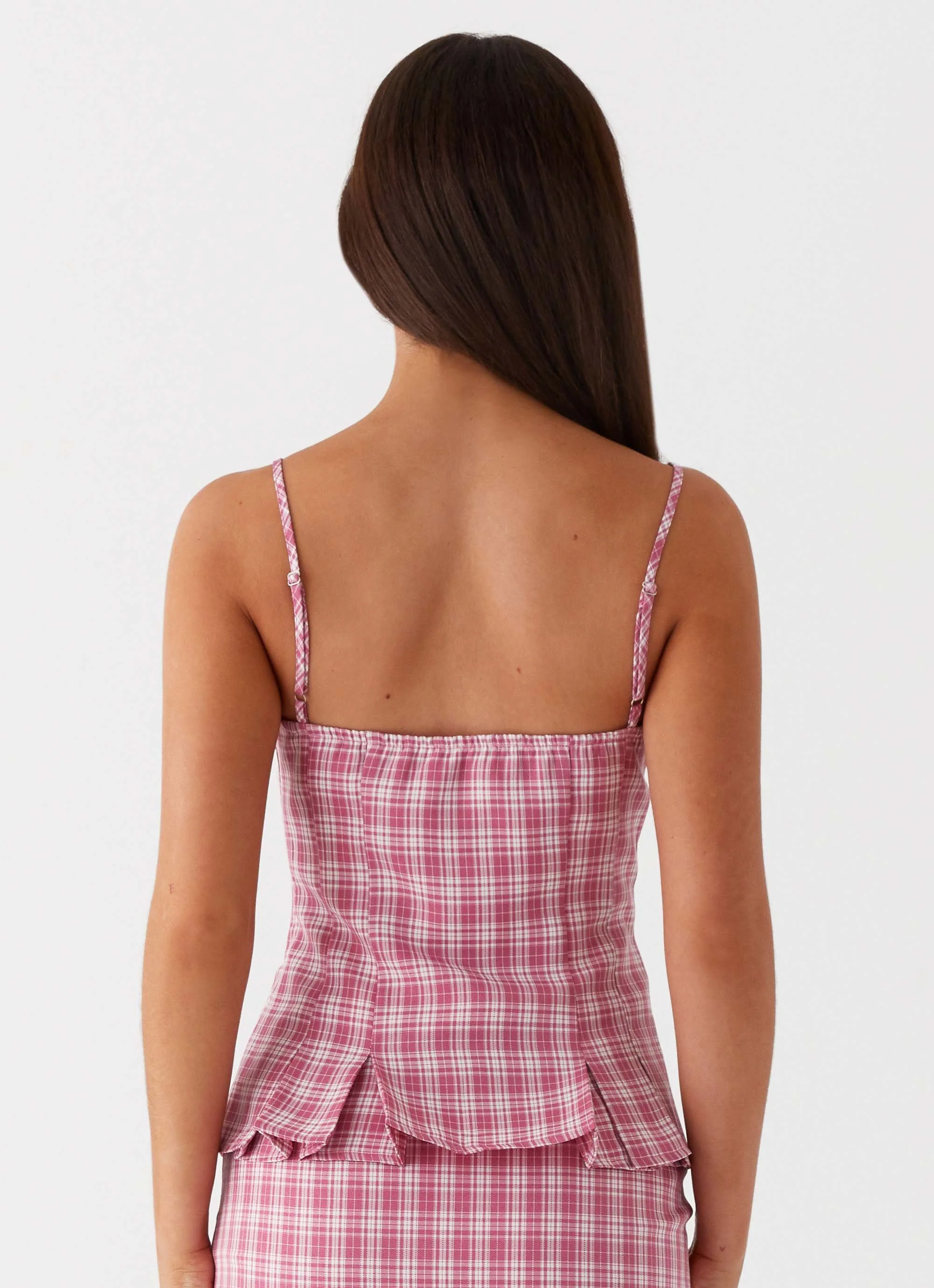 Mamita Ruched Top - Pink Check - Image 4