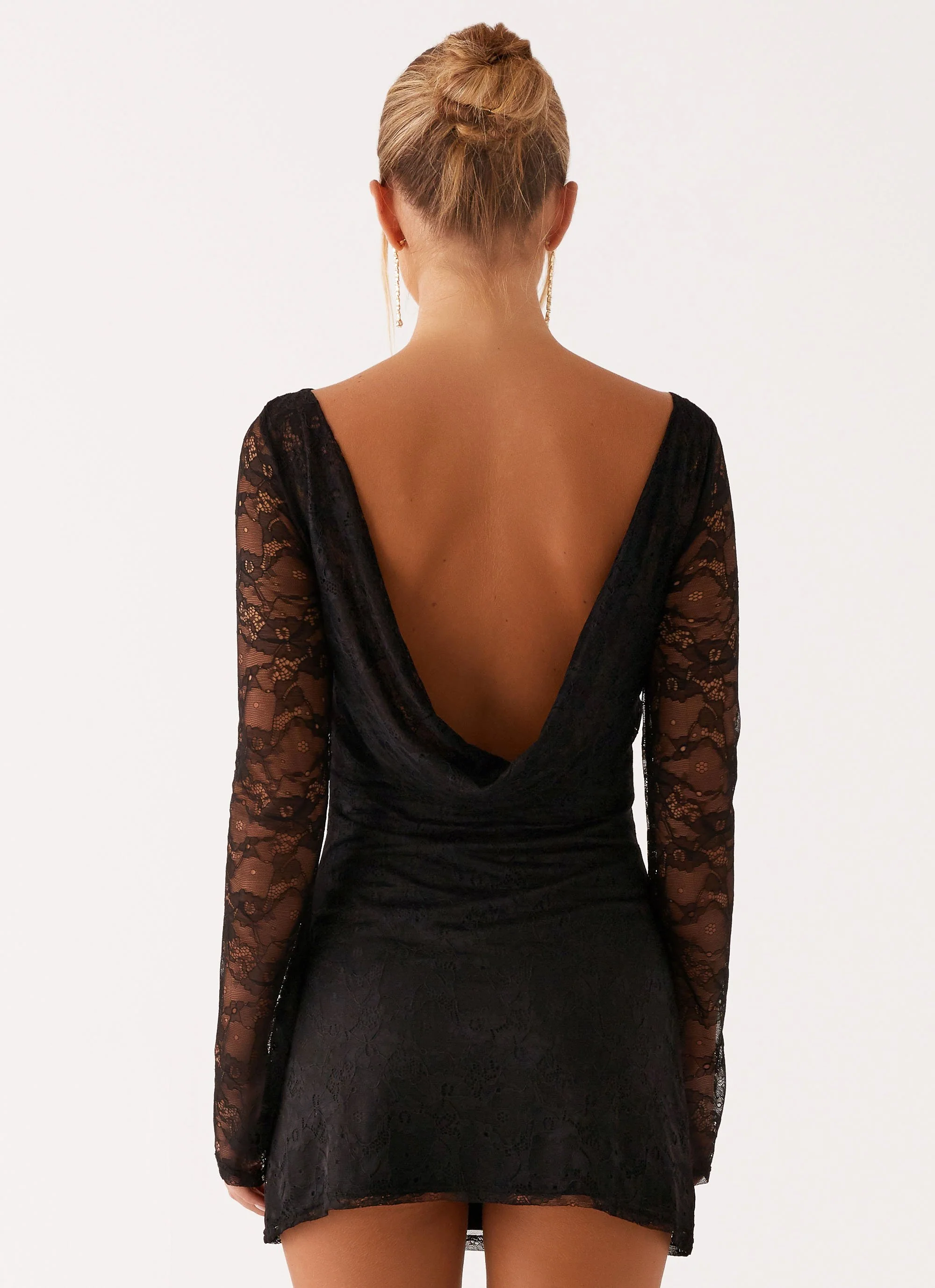 Mara Lace Mini Dress - Black - Image 4