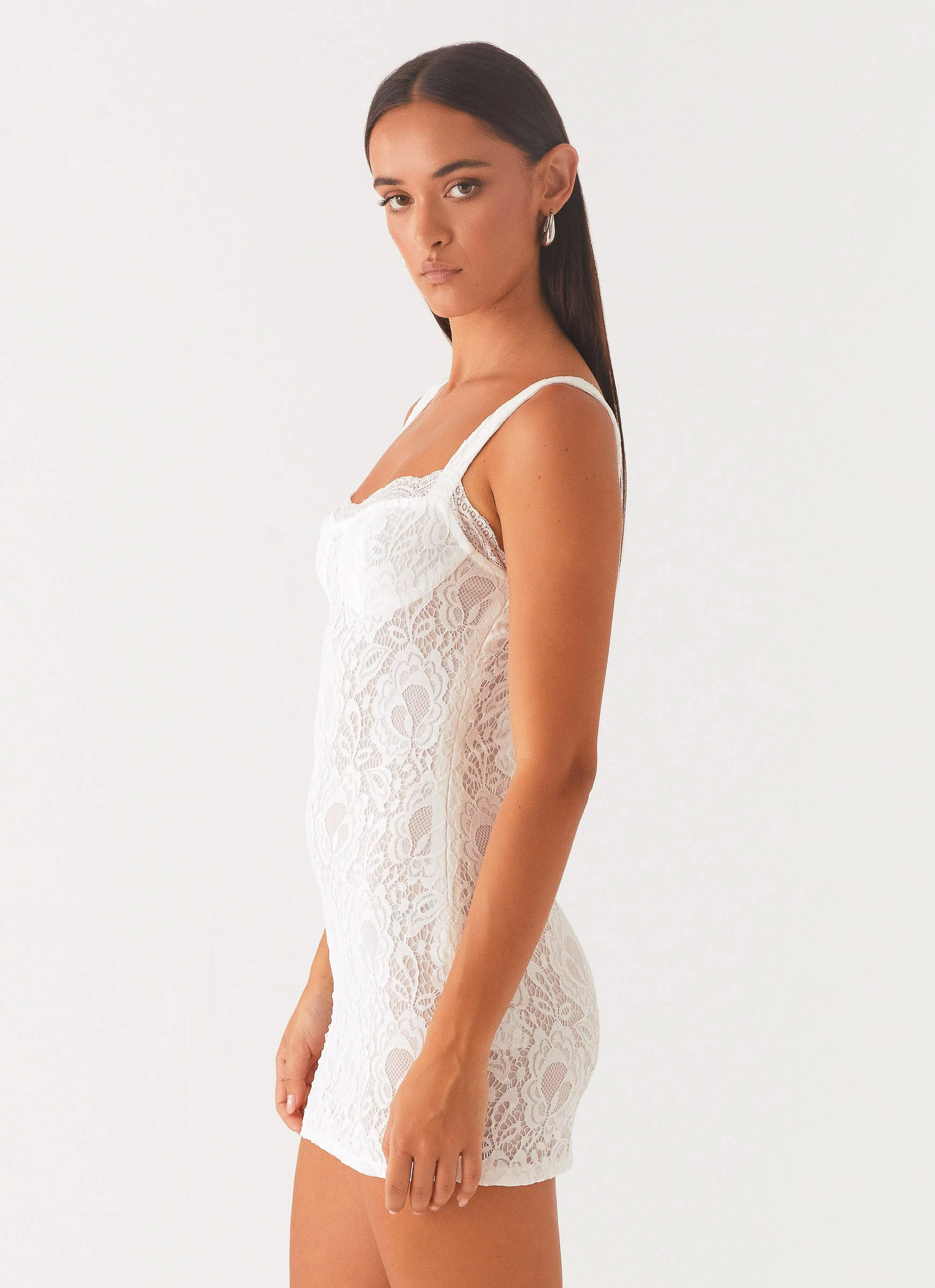 Maree Lace Mini Dress - White - Image 3