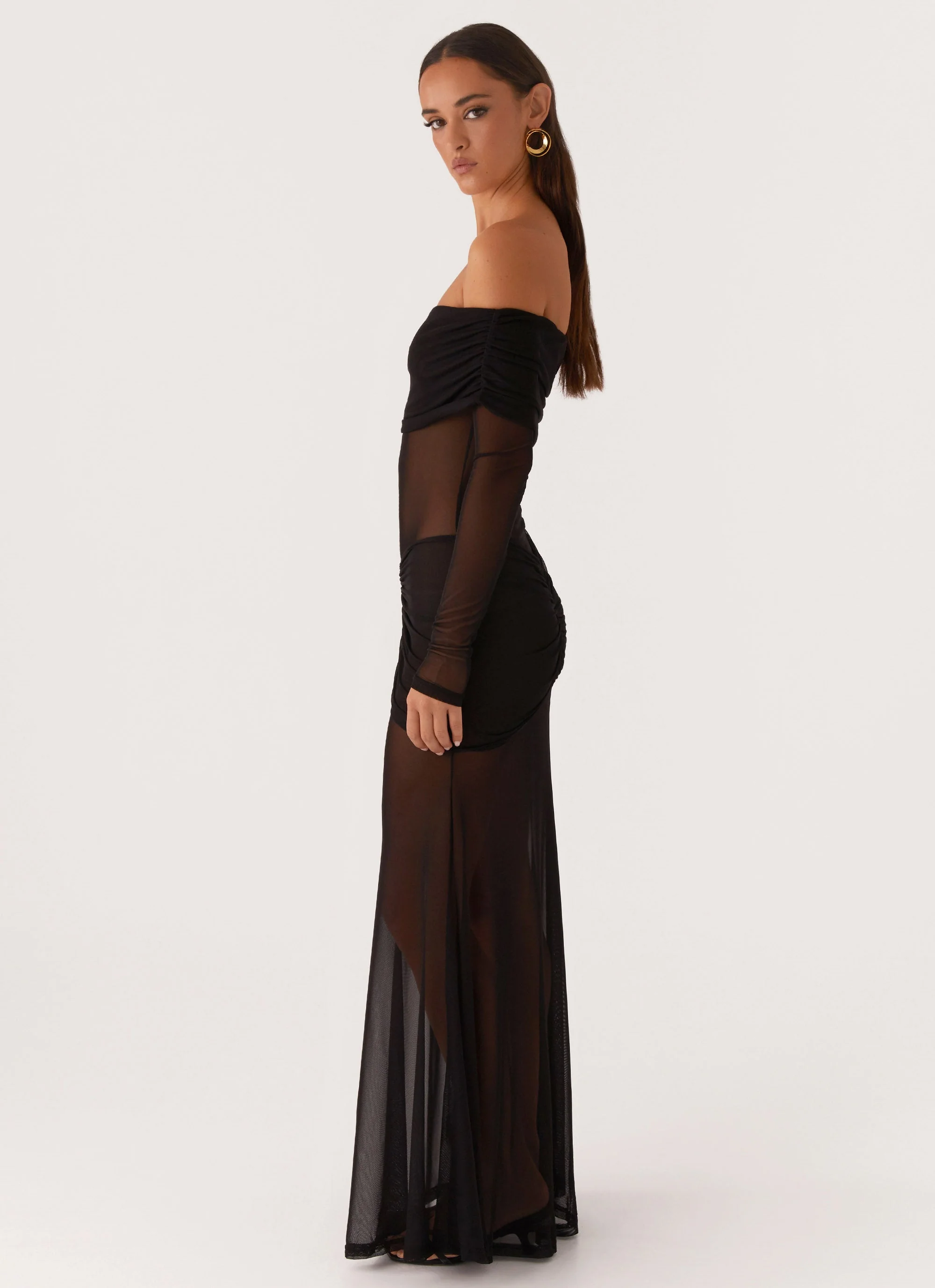 Maren Off Shoulder Maxi Dress - Black - Image 4
