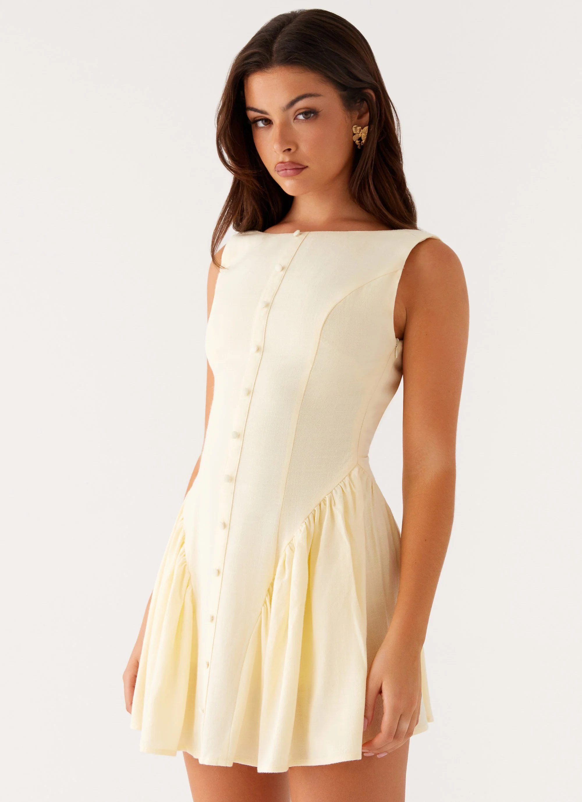 Margo Mini Dress - Pale Yellow - Image 5