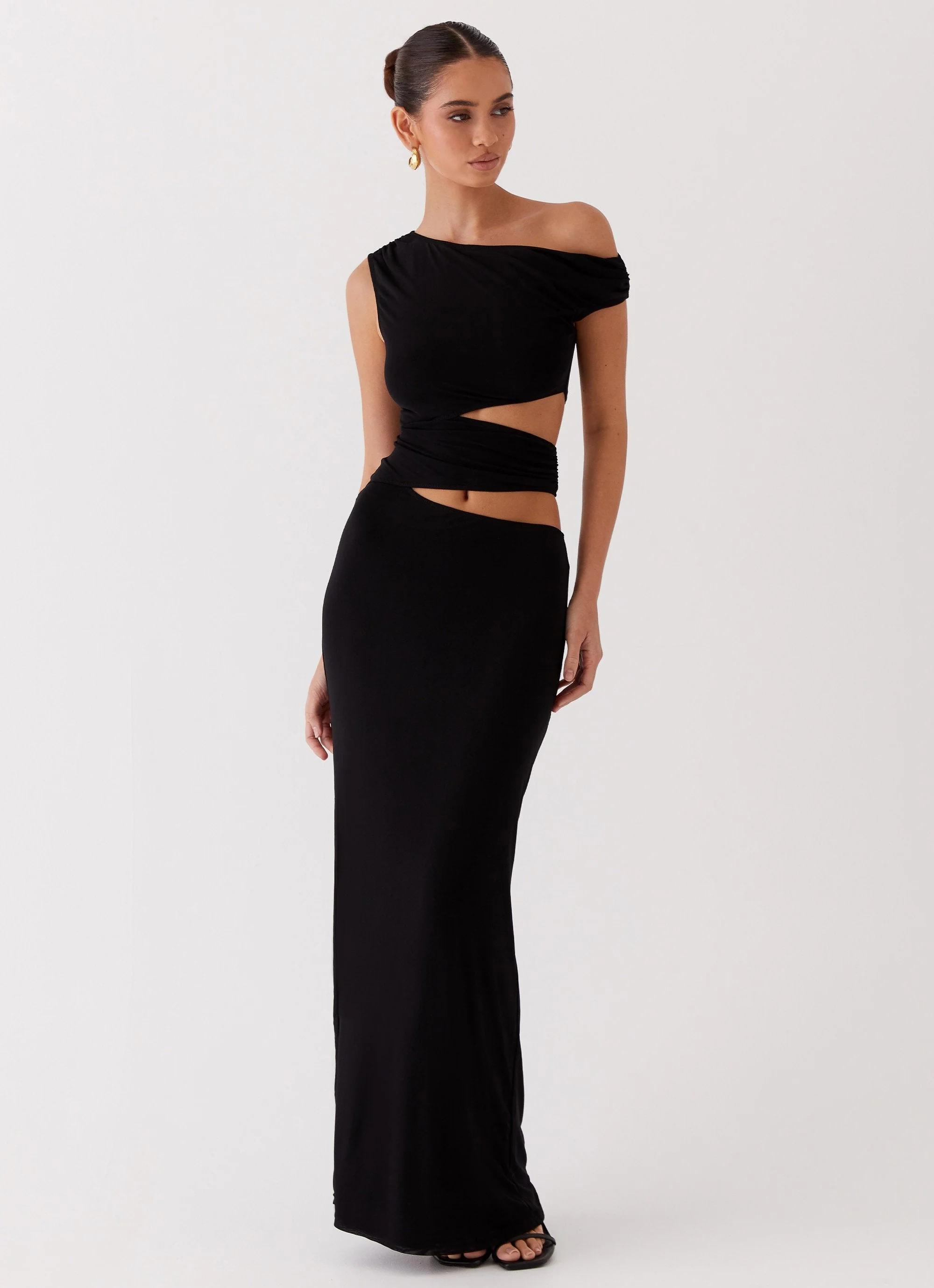 Margot One Shoulder Maxi Dress - Black - Image 4