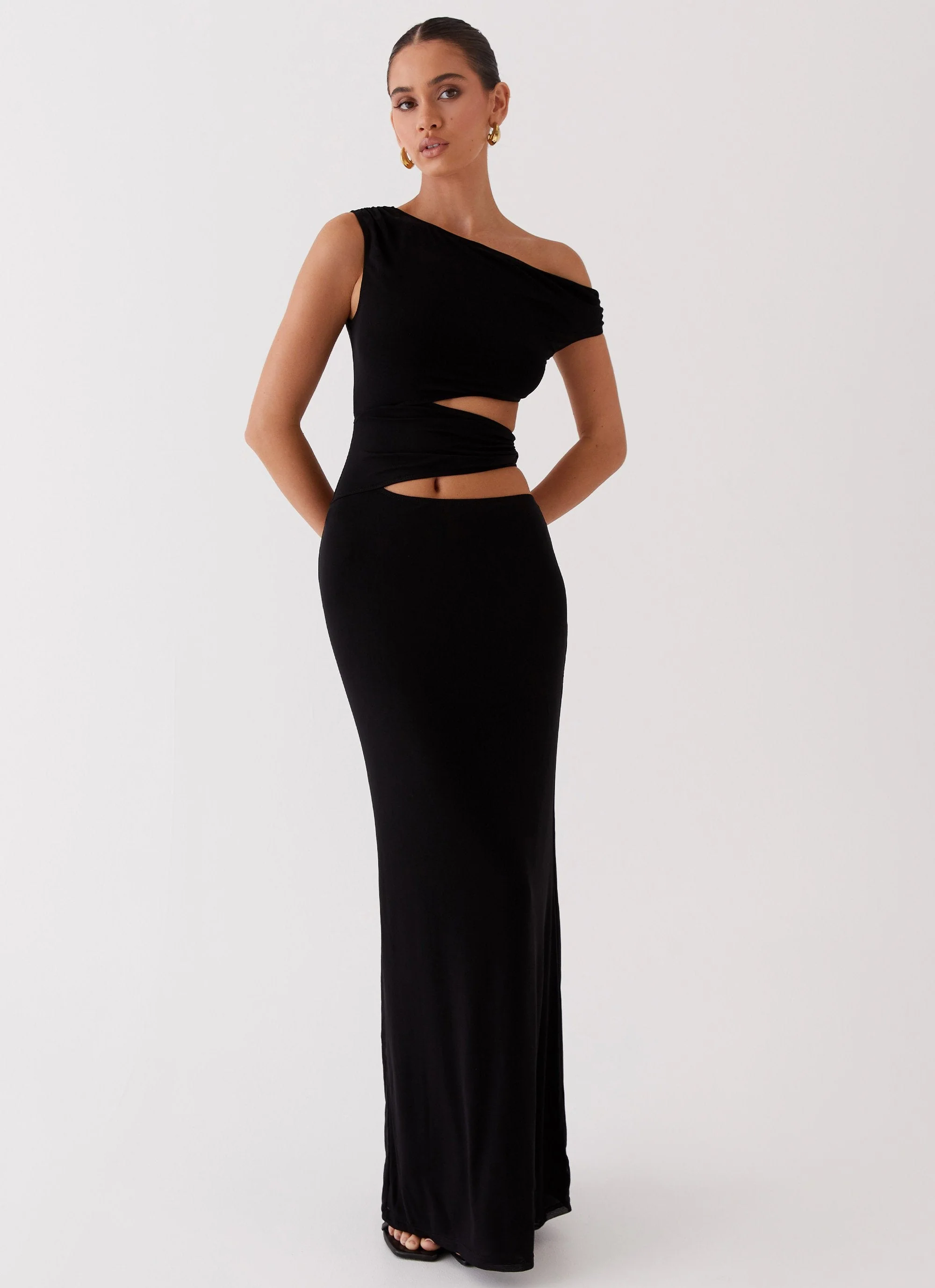 Margot One Shoulder Maxi Dress - Black - Image 5