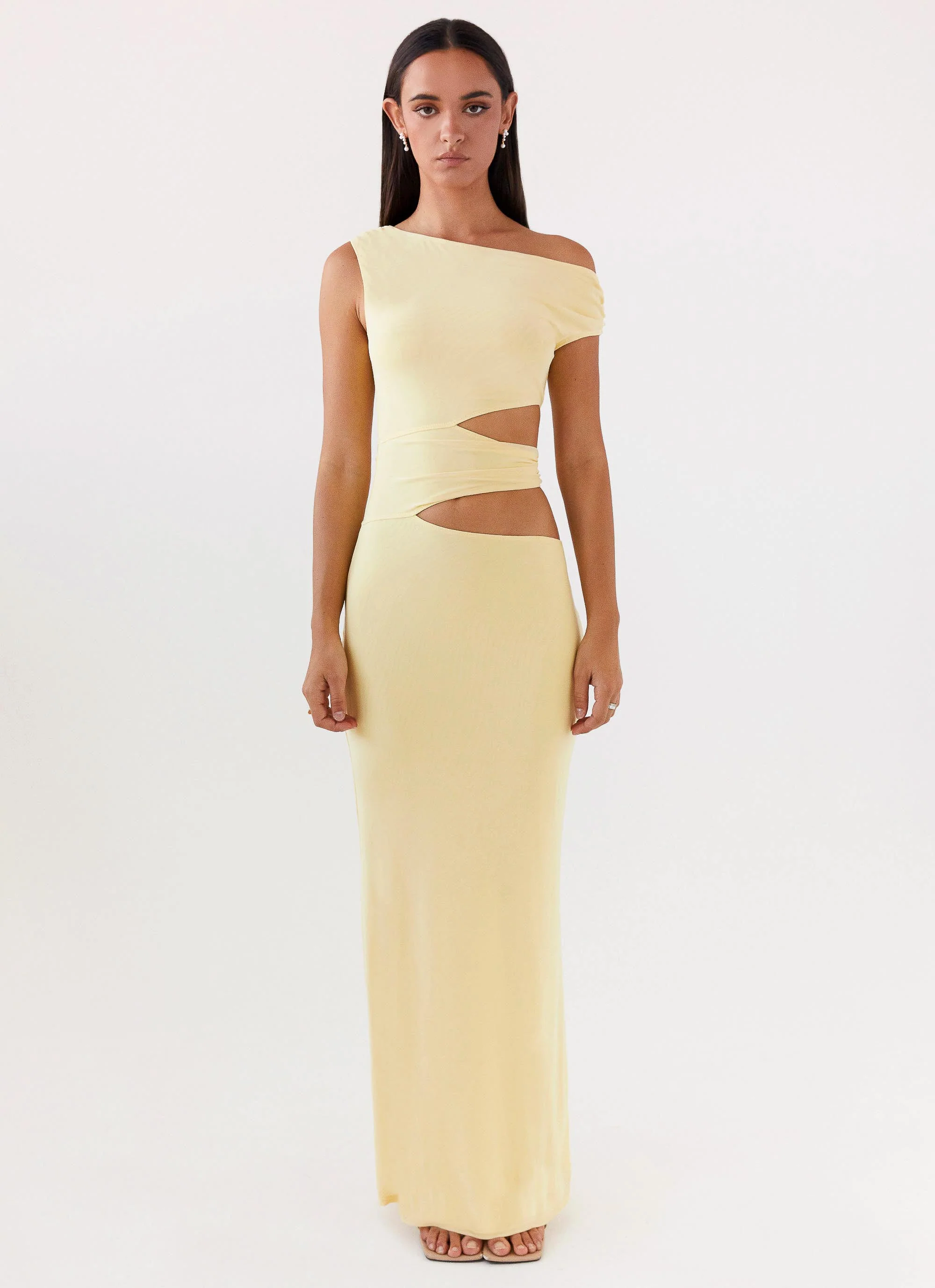 Margot One Shoulder Maxi Dress - Yellow - Image 2