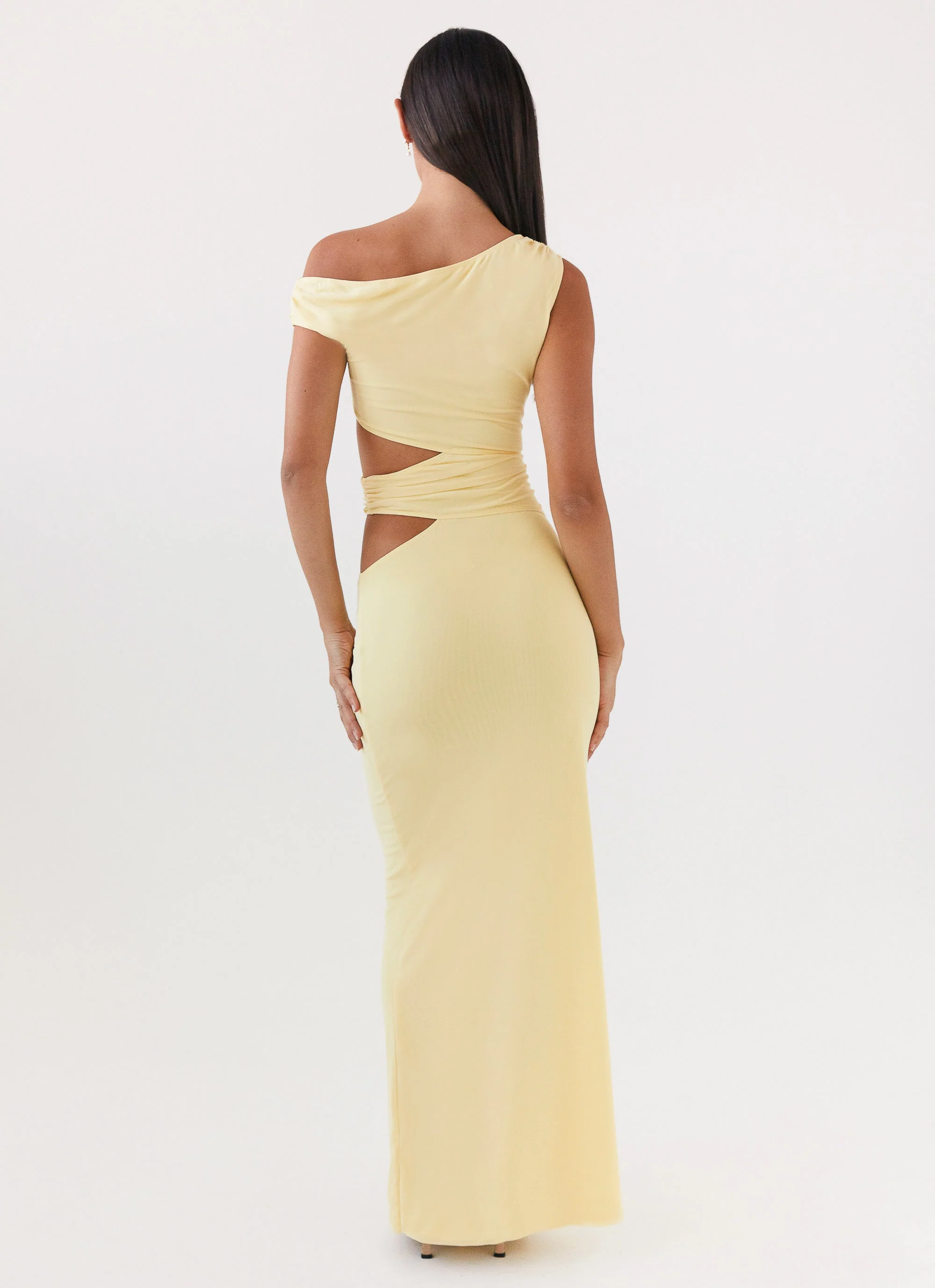 Margot One Shoulder Maxi Dress - Yellow - Image 4