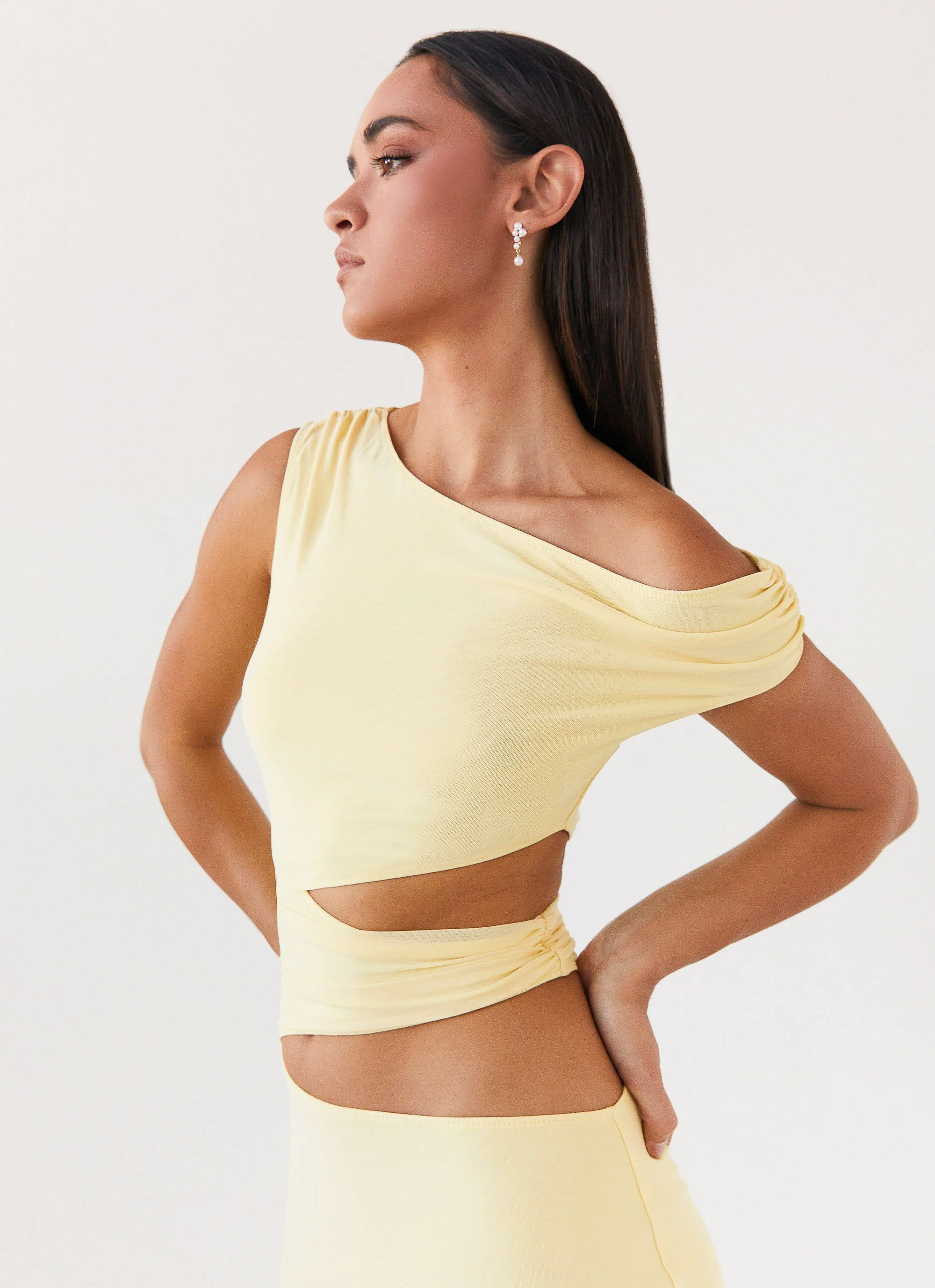 Margot One Shoulder Maxi Dress - Yellow - Image 5