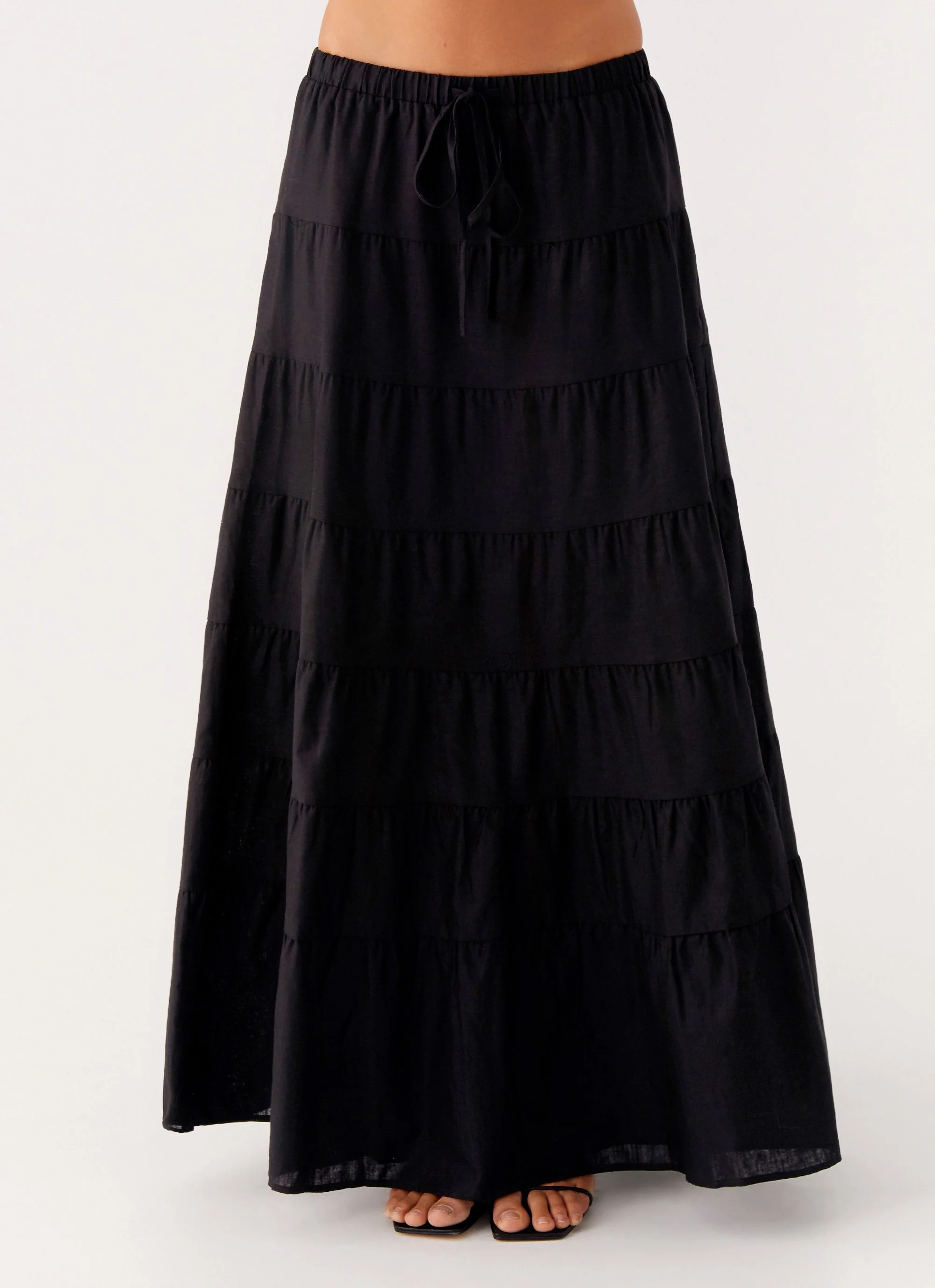 Mariella Linen Maxi Skirt - Black - Image 4