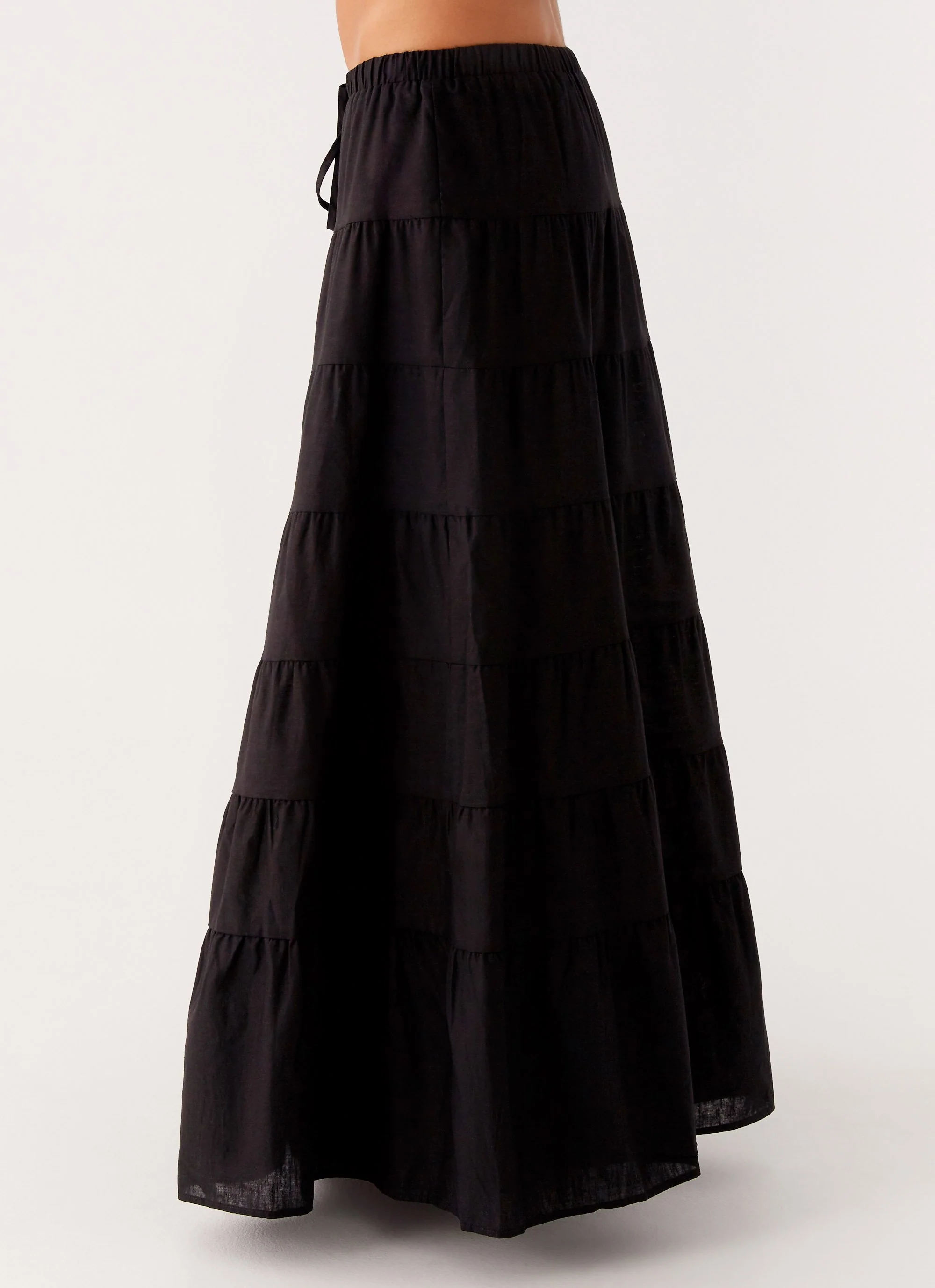 Mariella Linen Maxi Skirt - Black - Image 5