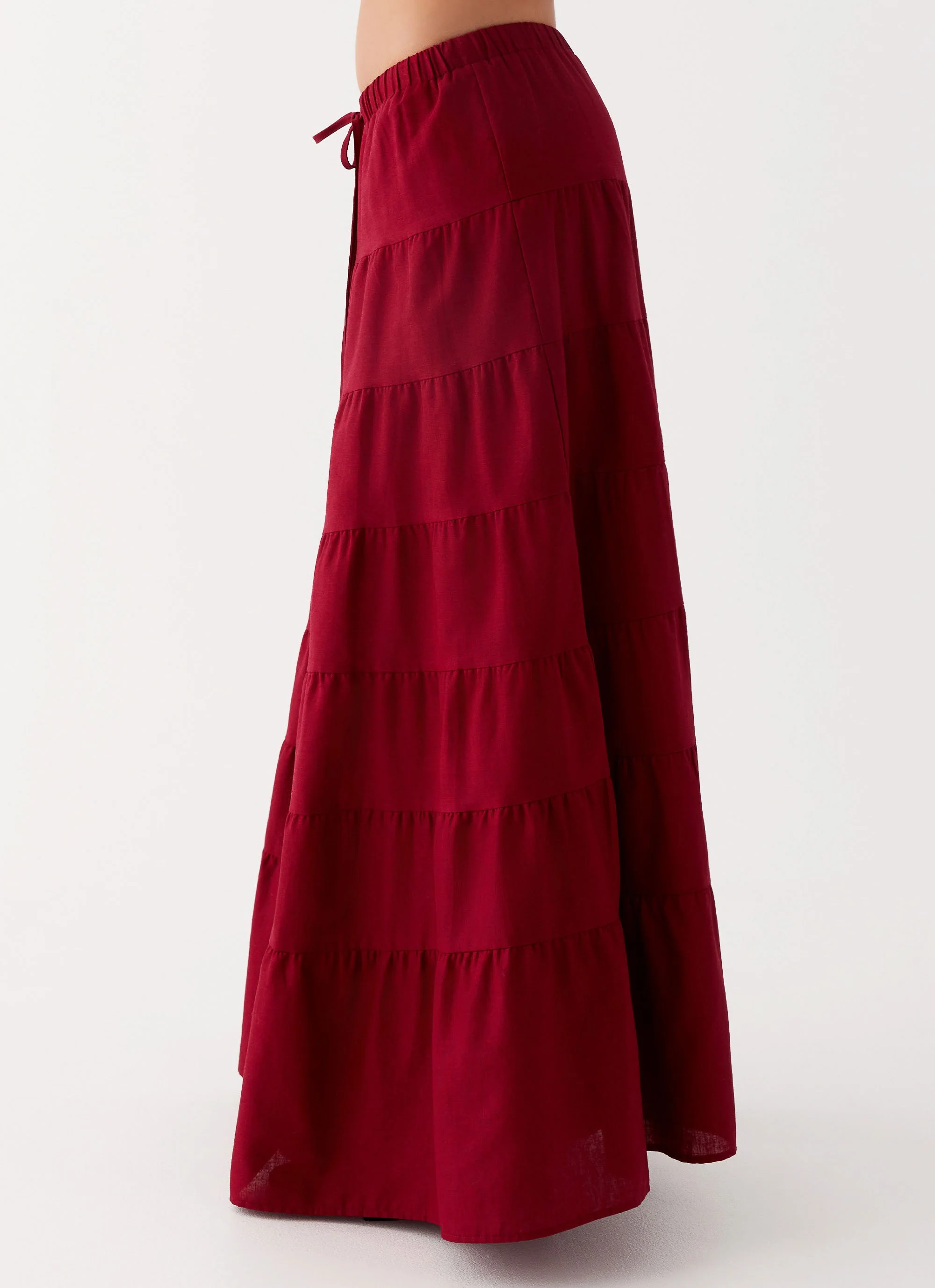 Mariella Linen Maxi Skirt - Maroon - Image 3