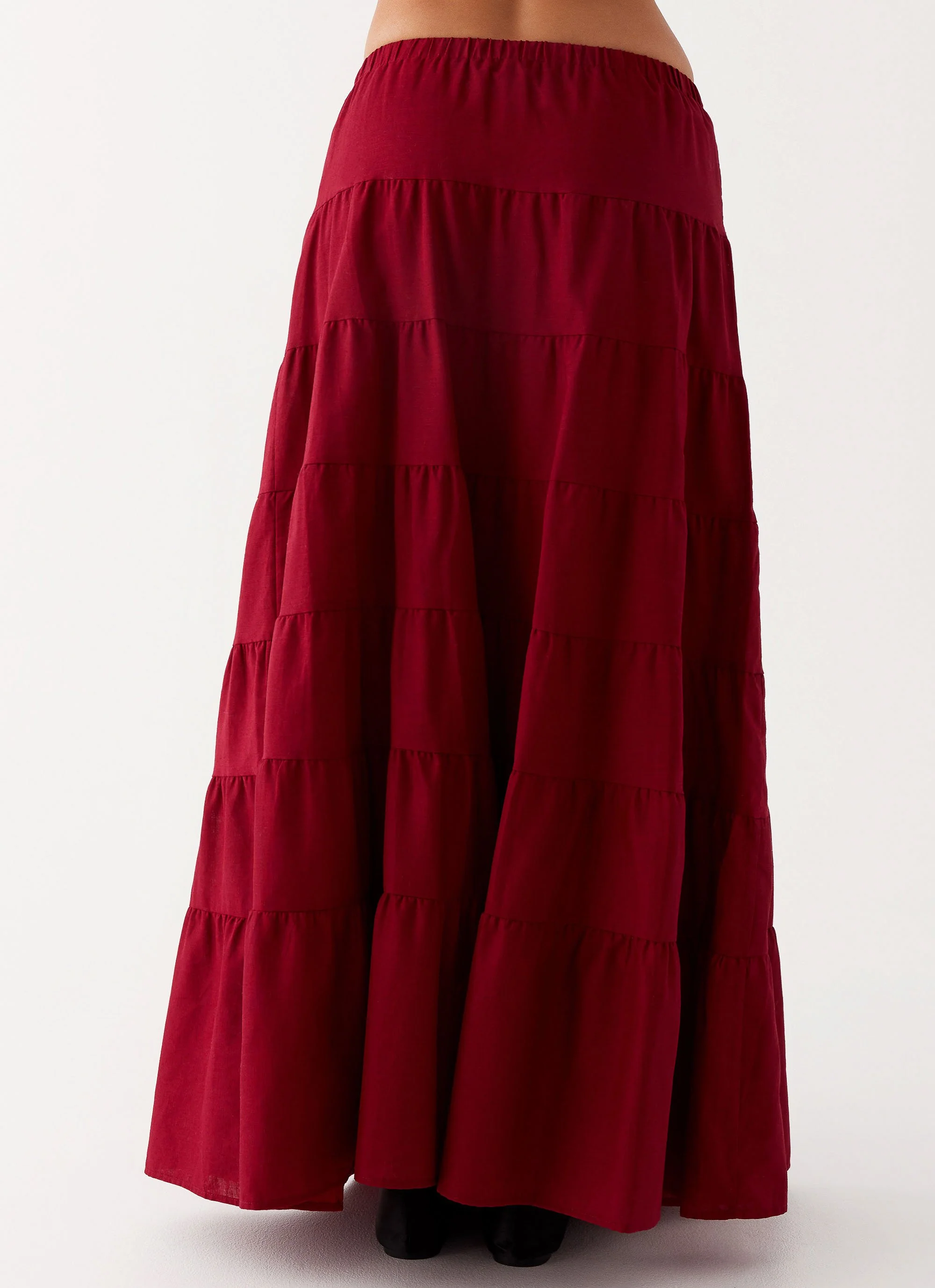 Mariella Linen Maxi Skirt - Maroon - Image 4
