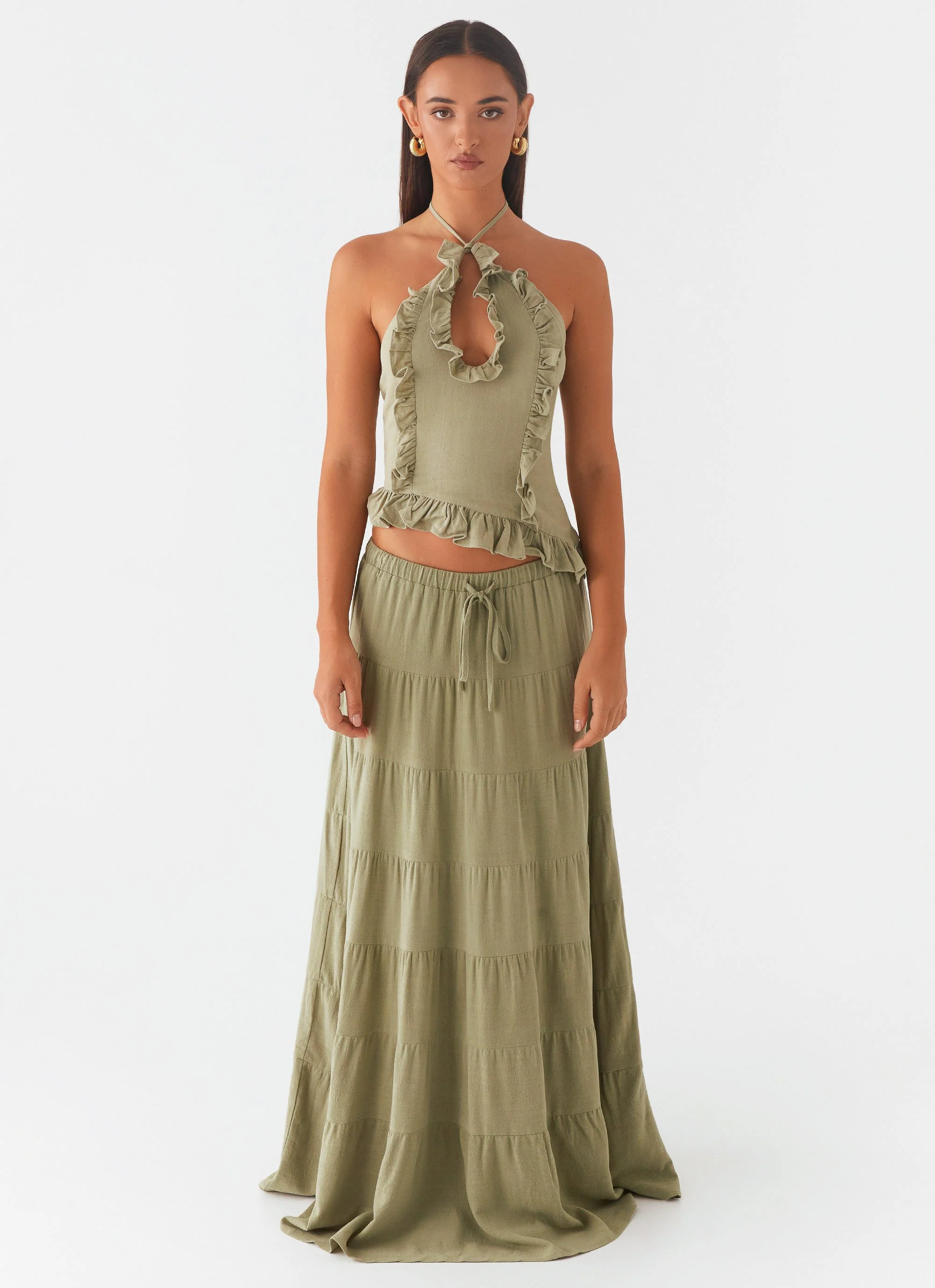 Mariella Linen Maxi Skirt - Sage - Image 2