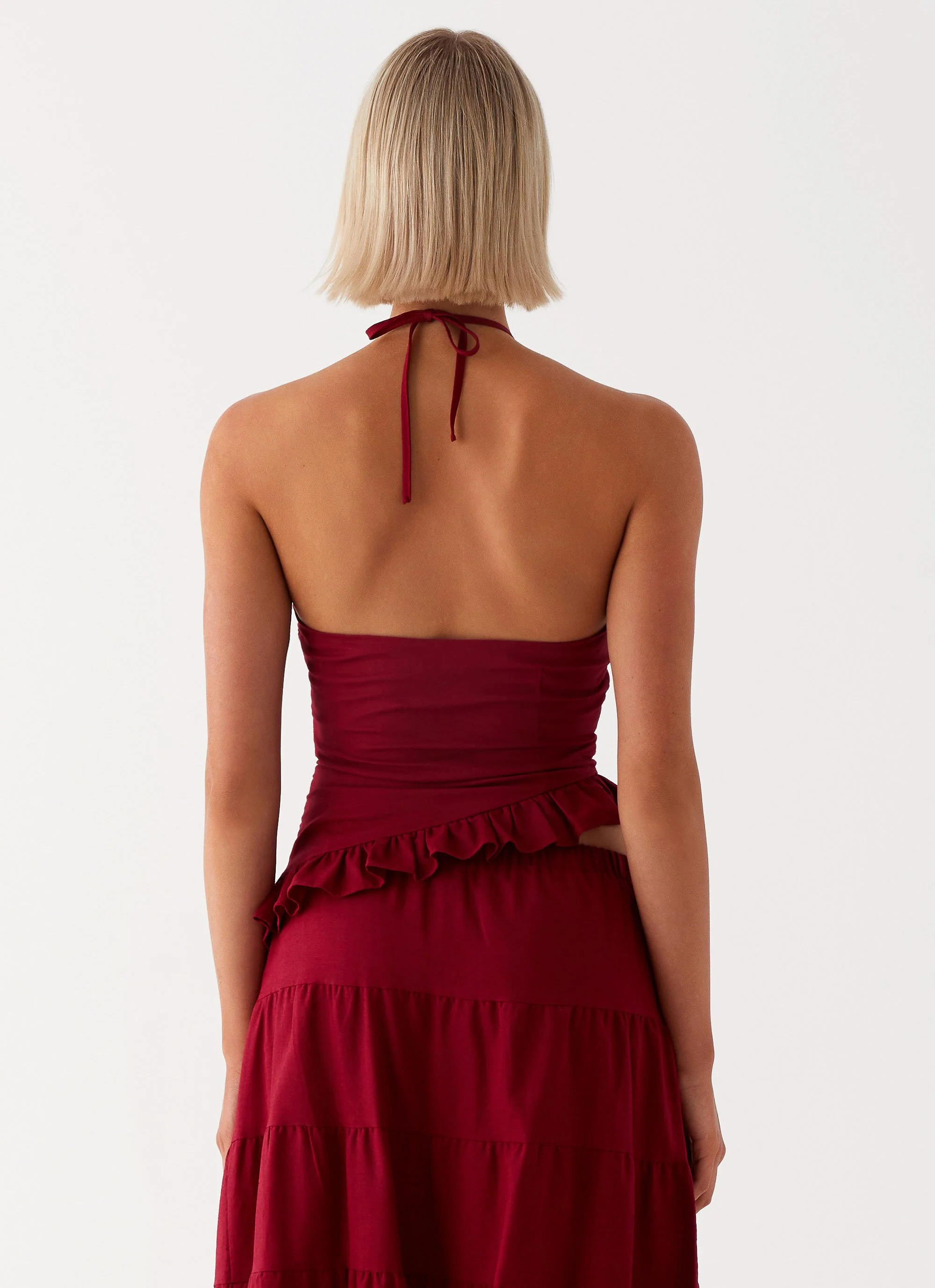 Mariella Linen Top - Maroon - Image 4